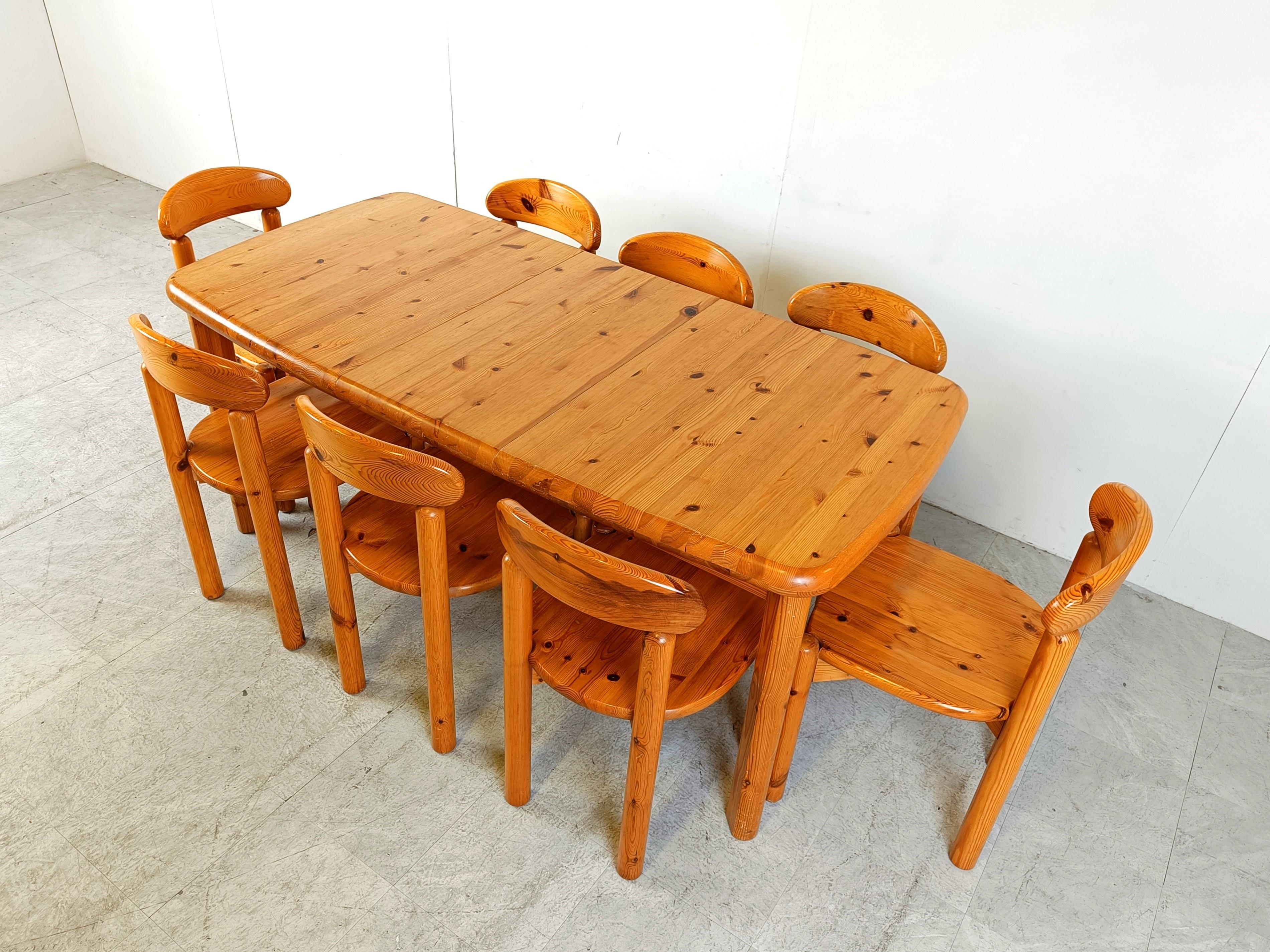 Danish Rainer Daumiller pine wood dining set for Hirtshals Savvaerk, 1980s