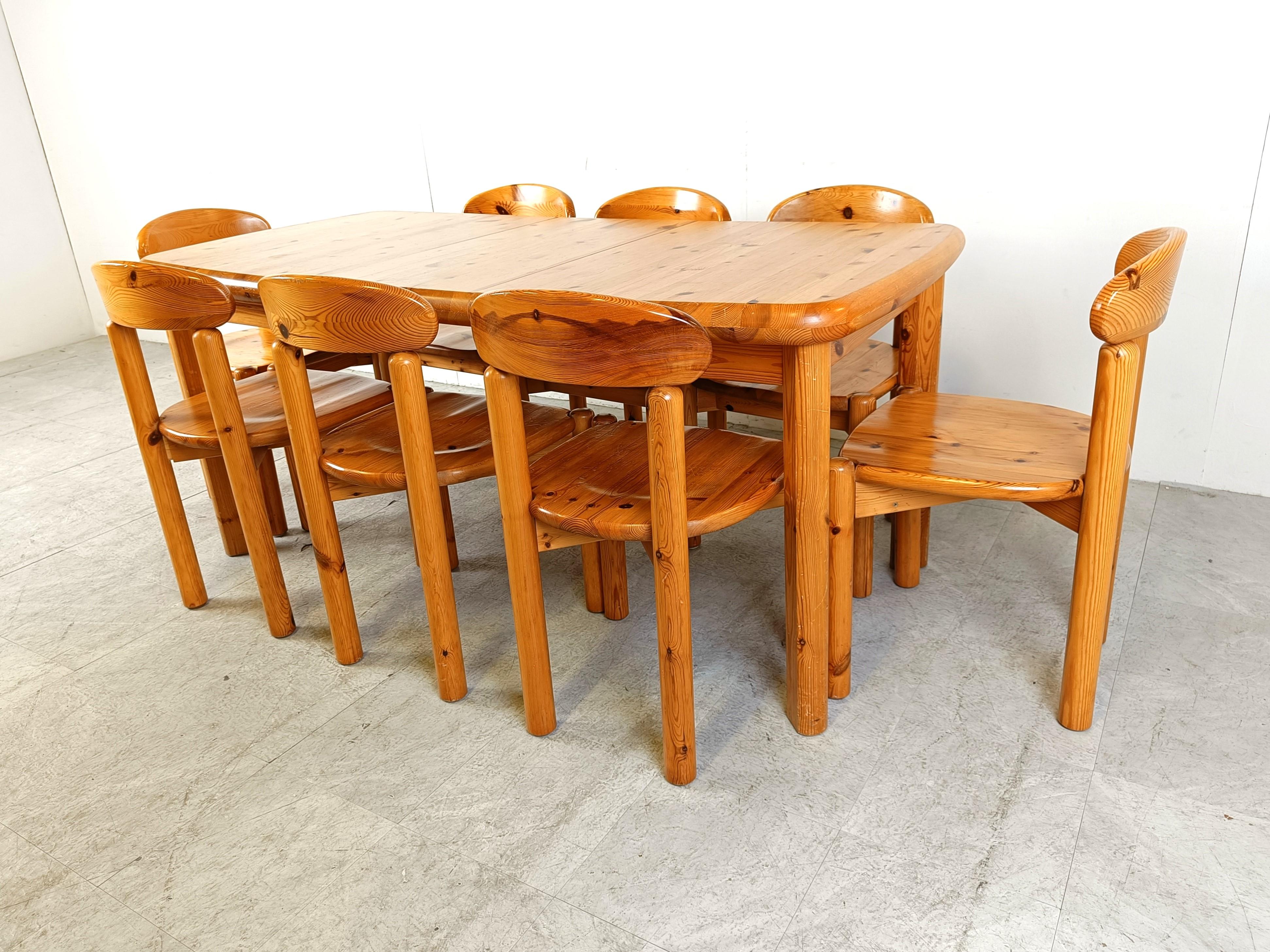Rainer Daumiller pine wood dining set for Hirtshals Savvaerk, 1980s In Good Condition In Leuven, Vlaams Gewest