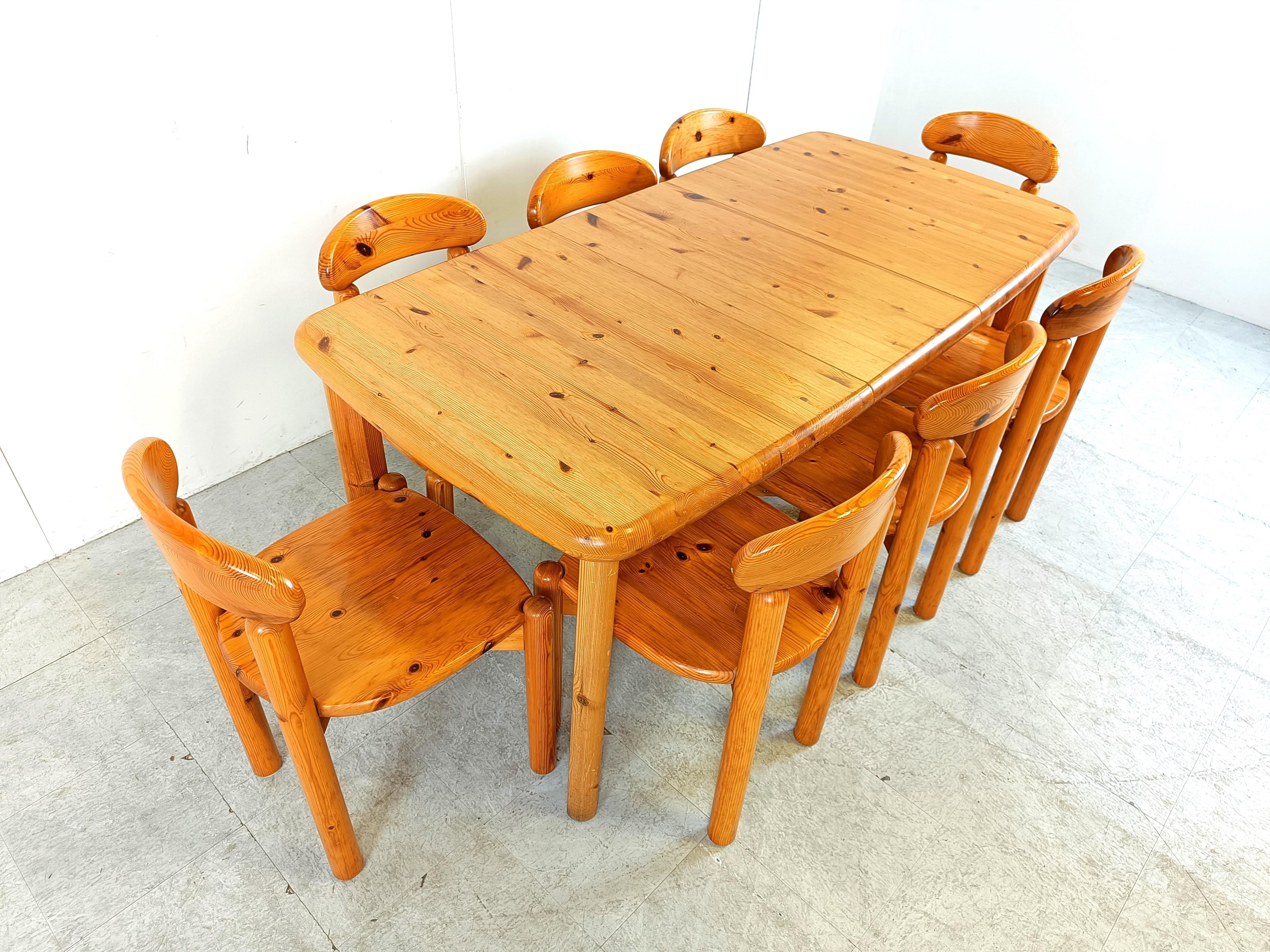 Late 20th Century Rainer Daumiller pine wood dining set for Hirtshals Savvaerk, 1980s