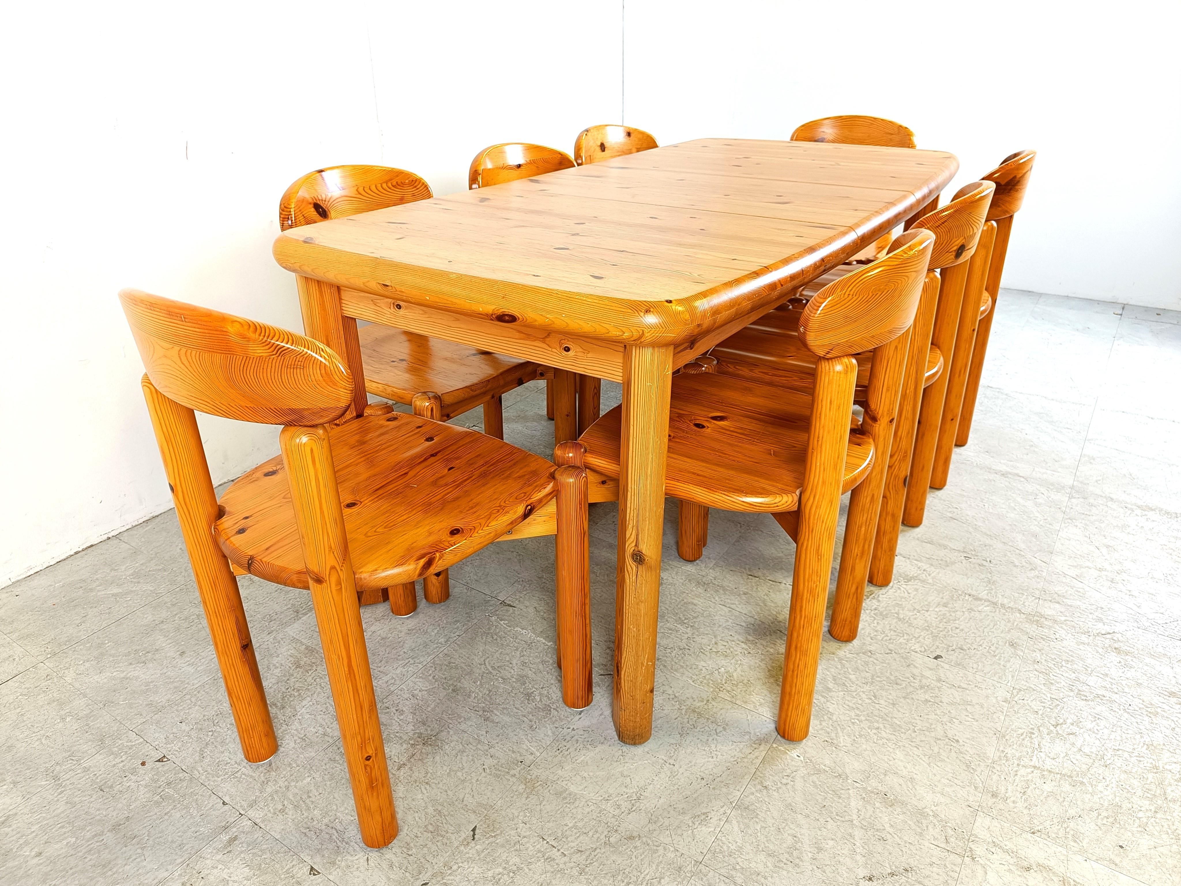 Pine Rainer Daumiller pine wood dining set for Hirtshals Savvaerk, 1980s