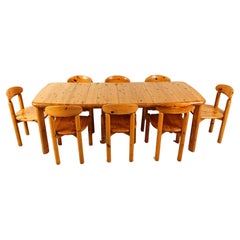 Rainer Daumiller pine wood dining set for Hirtshals Savvaerk, 1980s