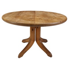 Mesa de comedor redonda de madera de pino Rainer Daumiller, años 70