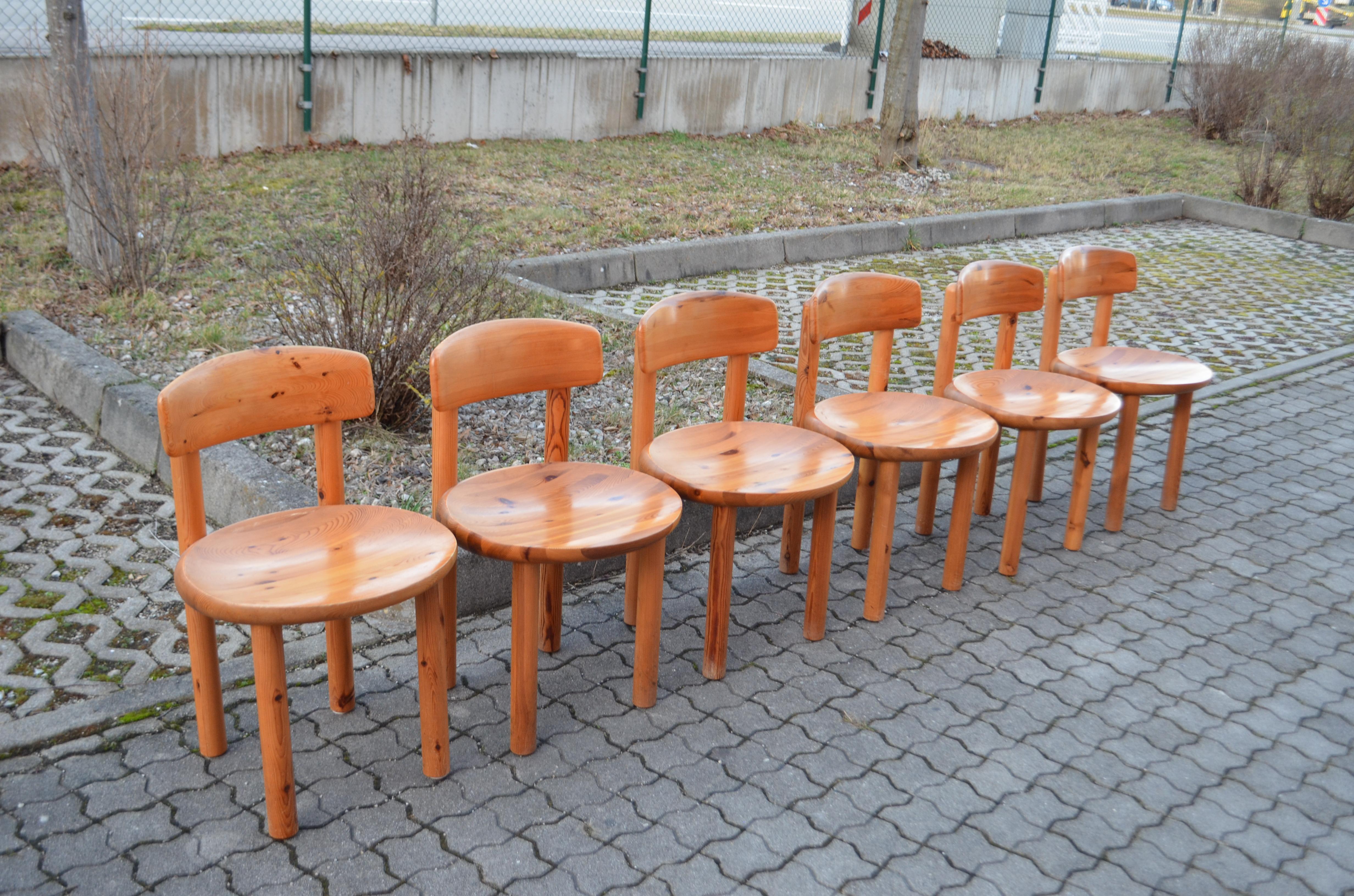 Lacquered Rainer Daumiller Rare Danish Flex chairs Scandinavian Pine Hirtshals Set of 6 For Sale