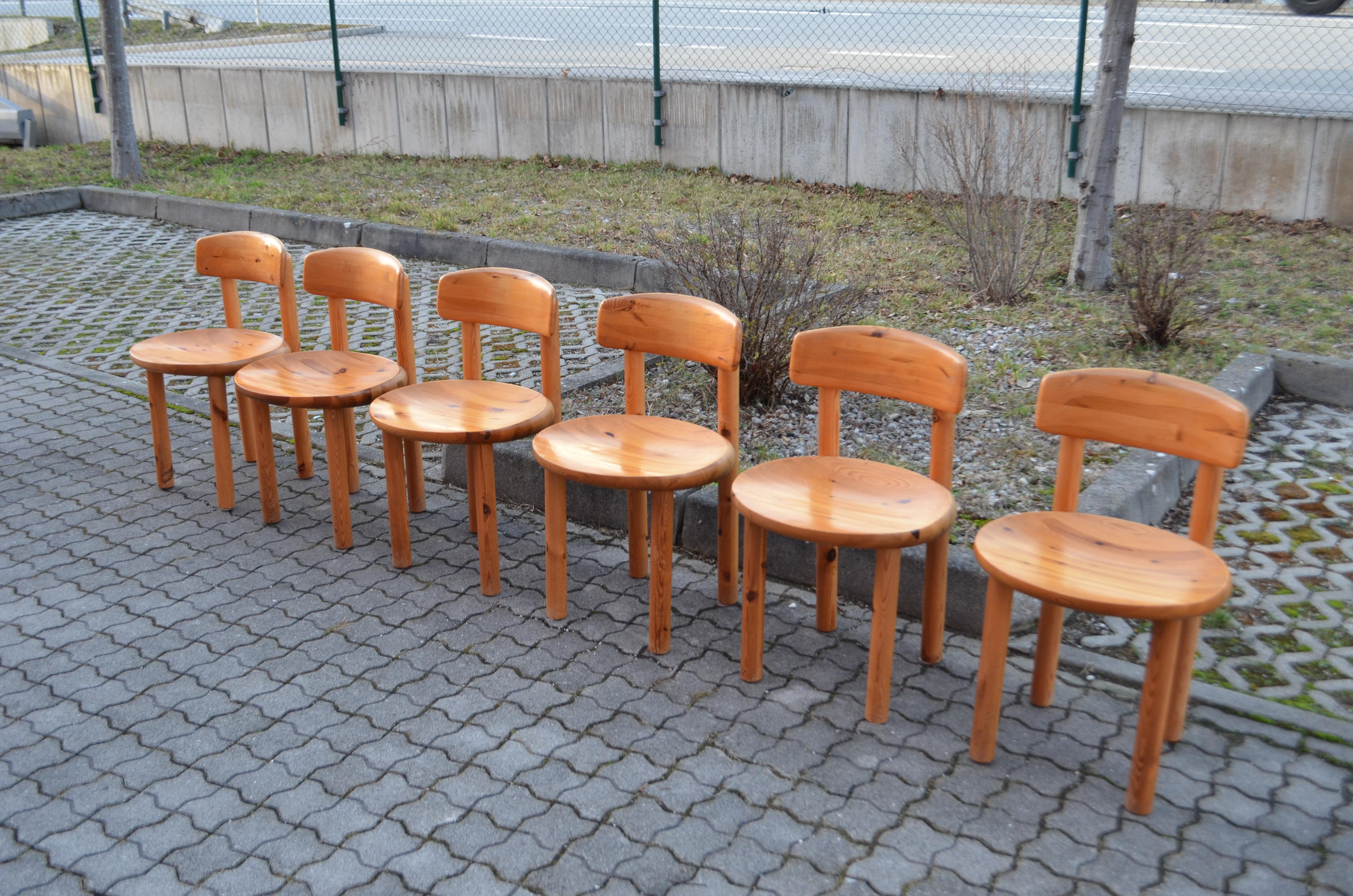 Laqué Rainer Daumiller Rare ensemble de 6 chaises danoises Flex en pin scandinave en vente