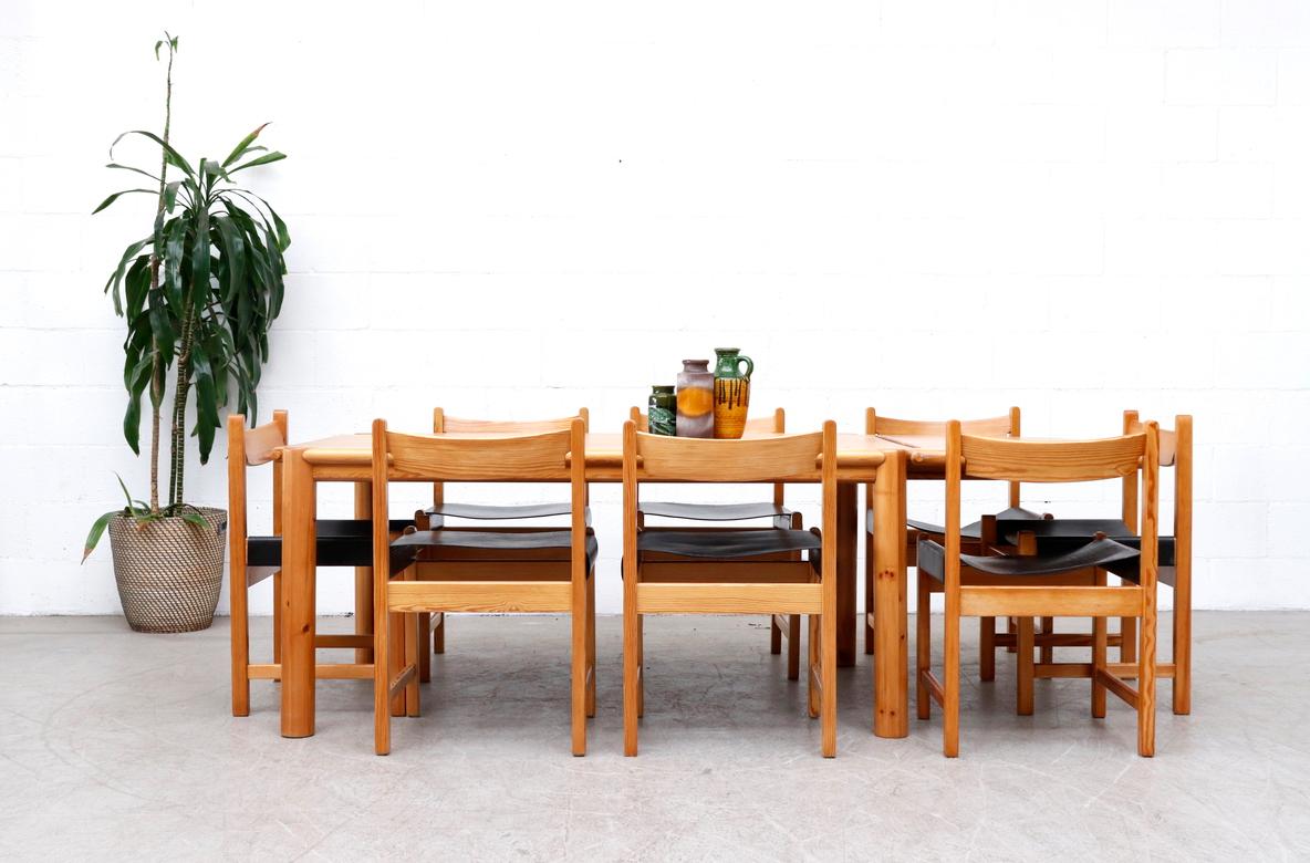 Mid-Century Modern Rainer Daumiller Rectangle Pine Dining Table with One Drop Down Leaf