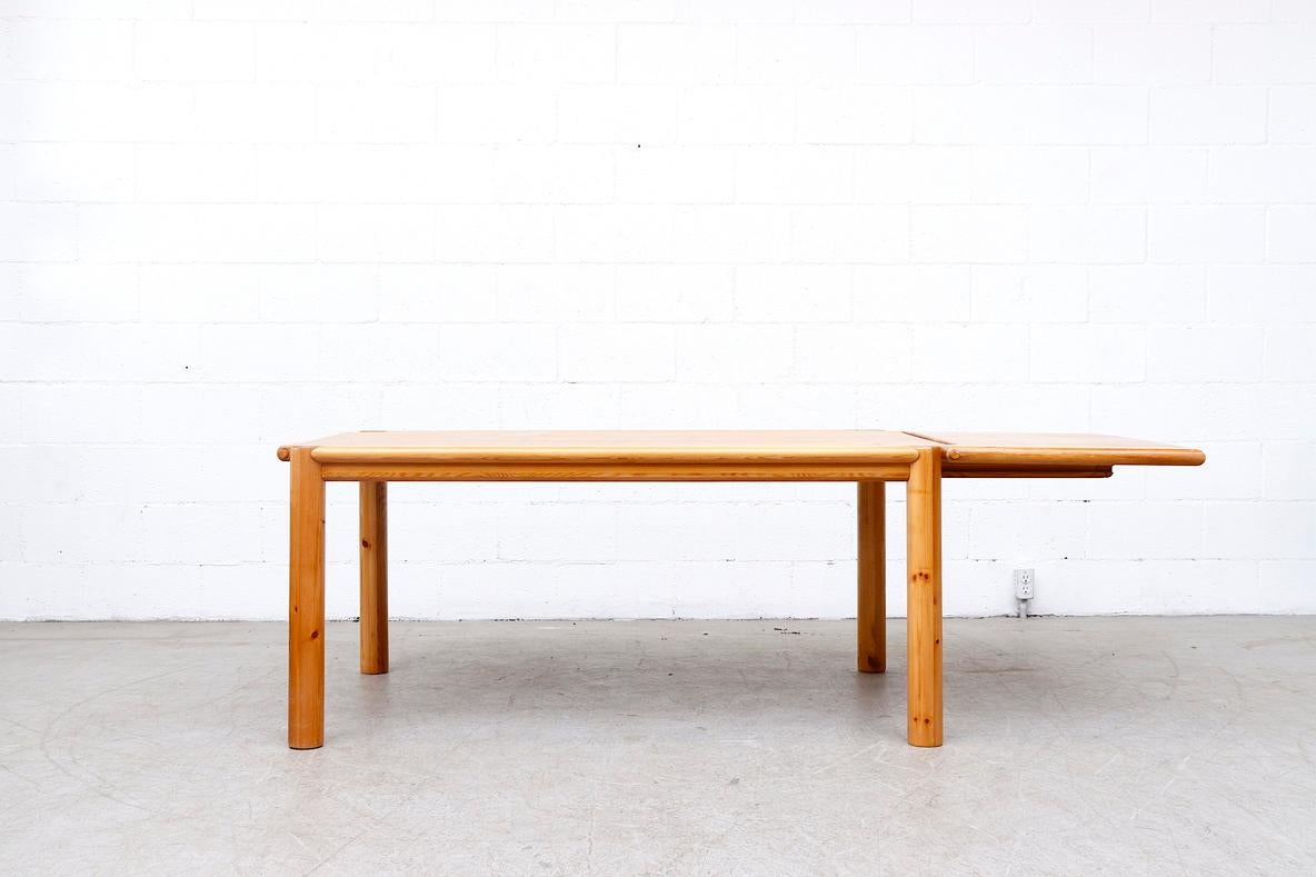 Danish Rainer Daumiller Rectangle Pine Dining Table with One Drop Down Leaf