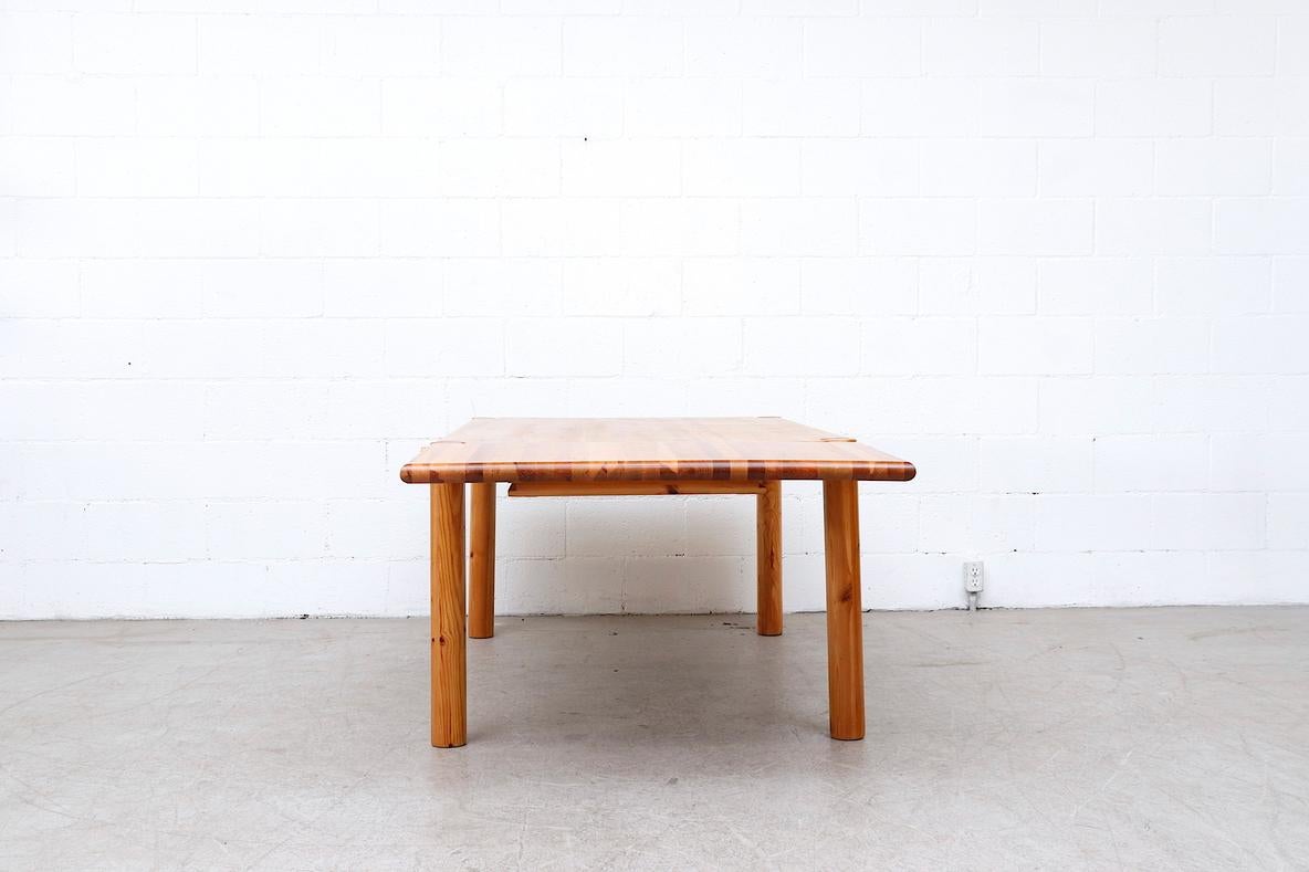Rainer Daumiller Rectangle Pine Dining Table with One Drop Down Leaf In Good Condition In Los Angeles, CA