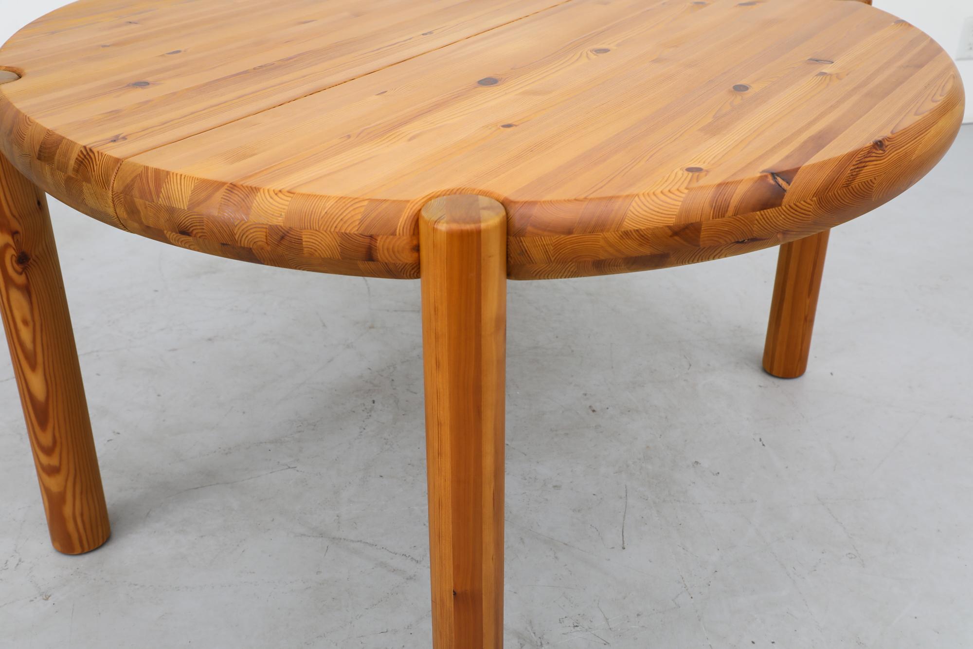 Rainer Daumiller Thick Round Solid Pine Rounded Edge Dining Table Without Leaf For Sale 4