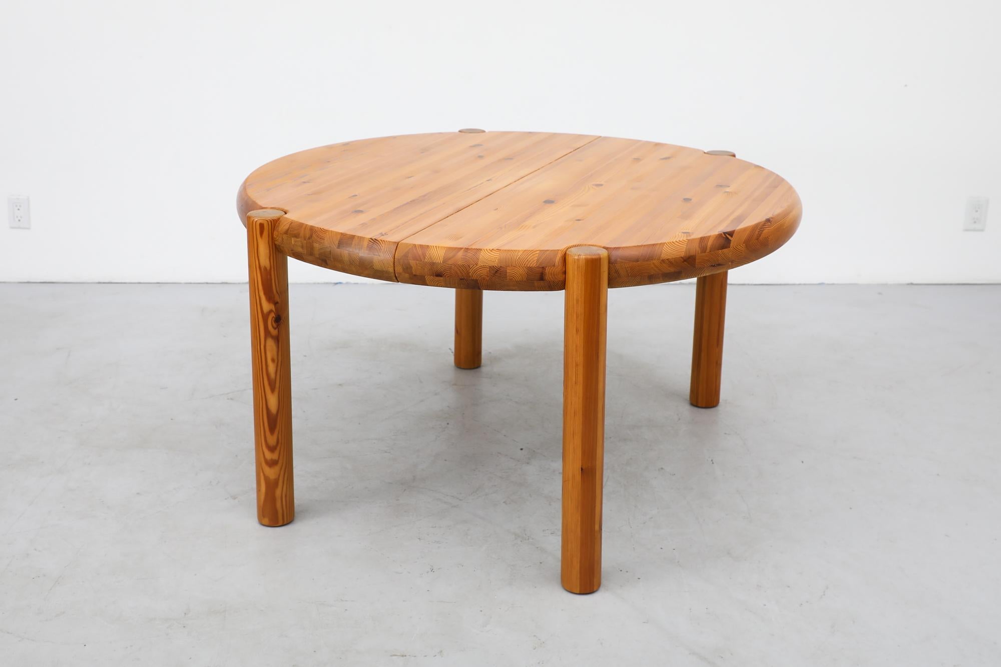 Danish Rainer Daumiller Thick Round Solid Pine Rounded Edge Dining Table Without Leaf For Sale