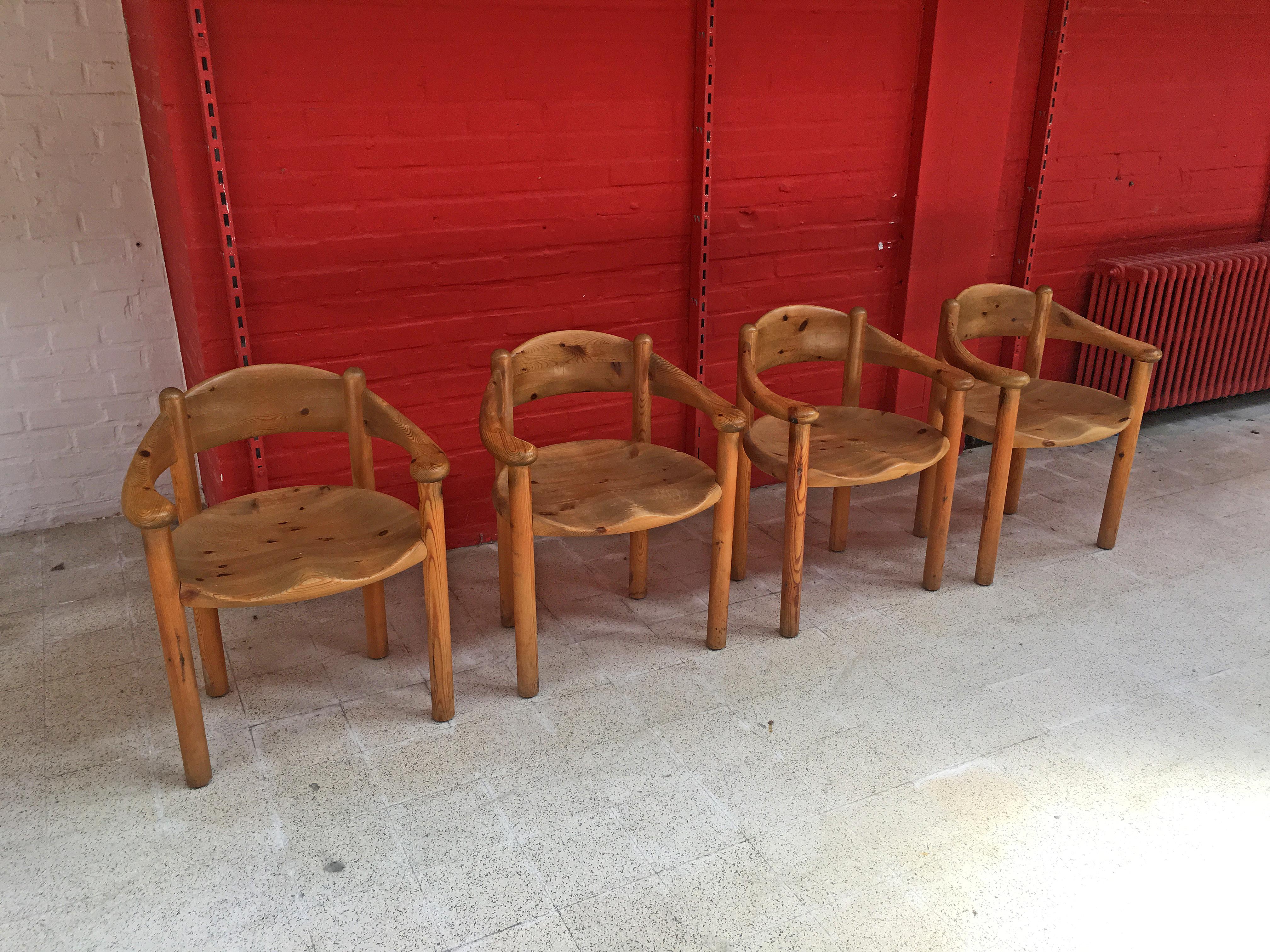 Rainer Daumiller, Set of 4 Chairs and 1 Table for Hirtshals Savvaerk, circa 1970 In Good Condition In Saint-Ouen, FR