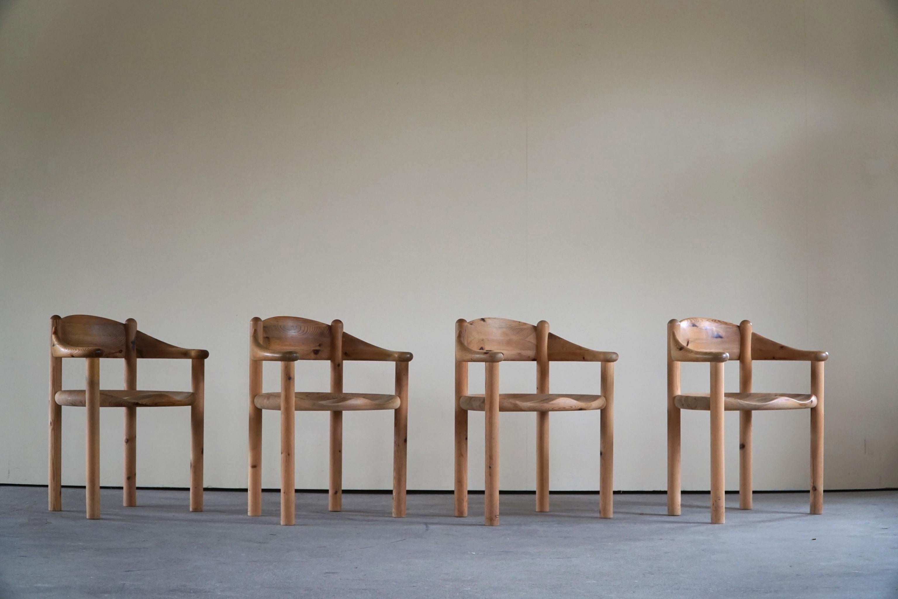 Rainer Daumiller, Set of 4 Dining Chairs in Solid Pine, Danish Modern, 1970s In Good Condition In Odense, DK