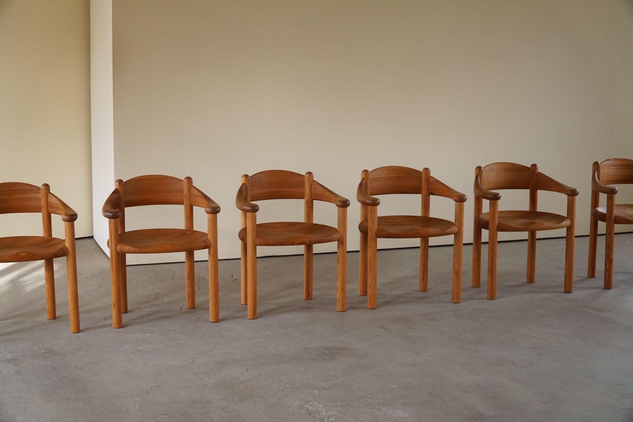 Rainer Daumiller, Set of 6 Armchairs in Solid Pine, Danish Modern Design, 1970s 10