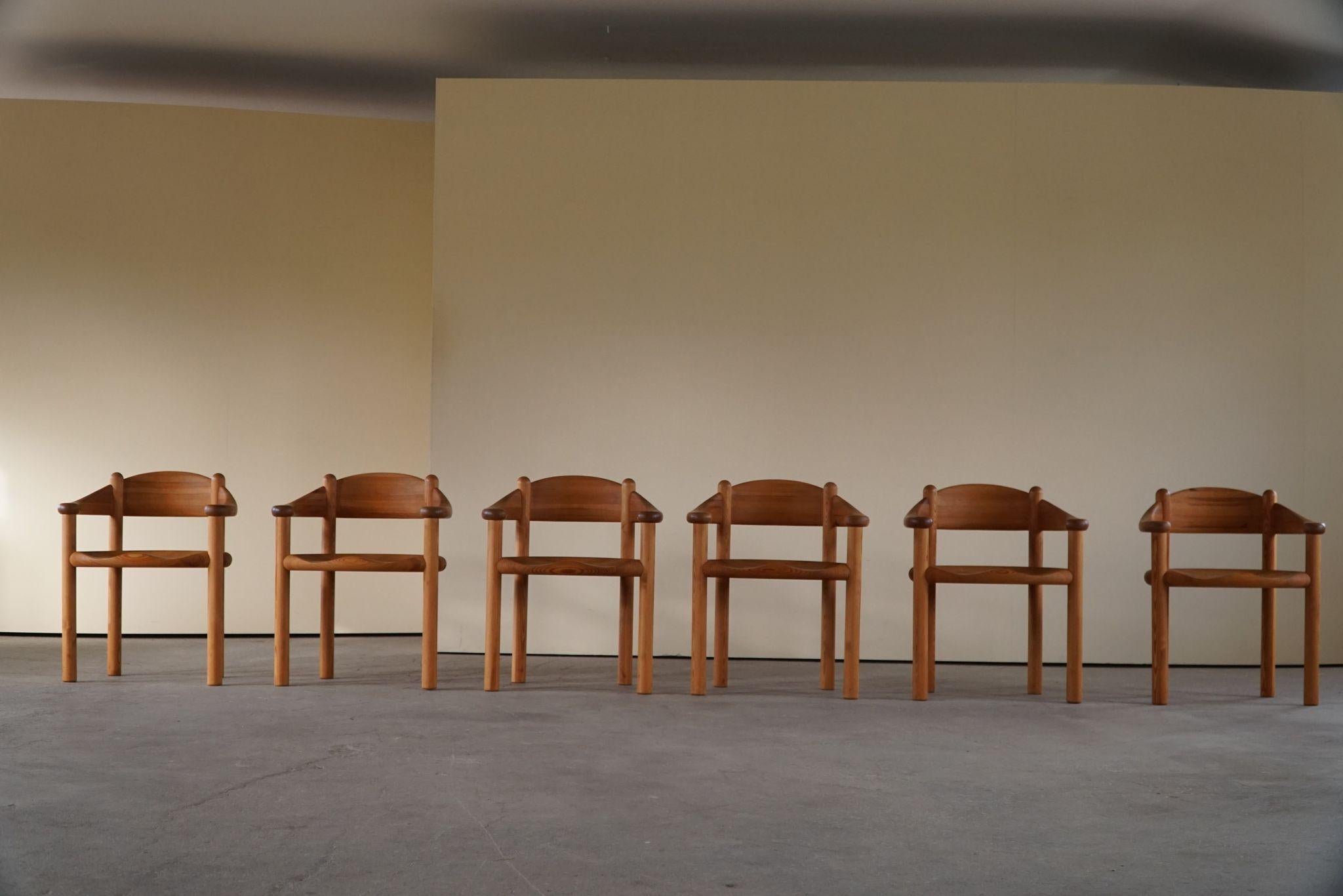 Rainer Daumiller, Set of 6 Armchairs in Solid Pine, Danish Modern Design, 1970s 11