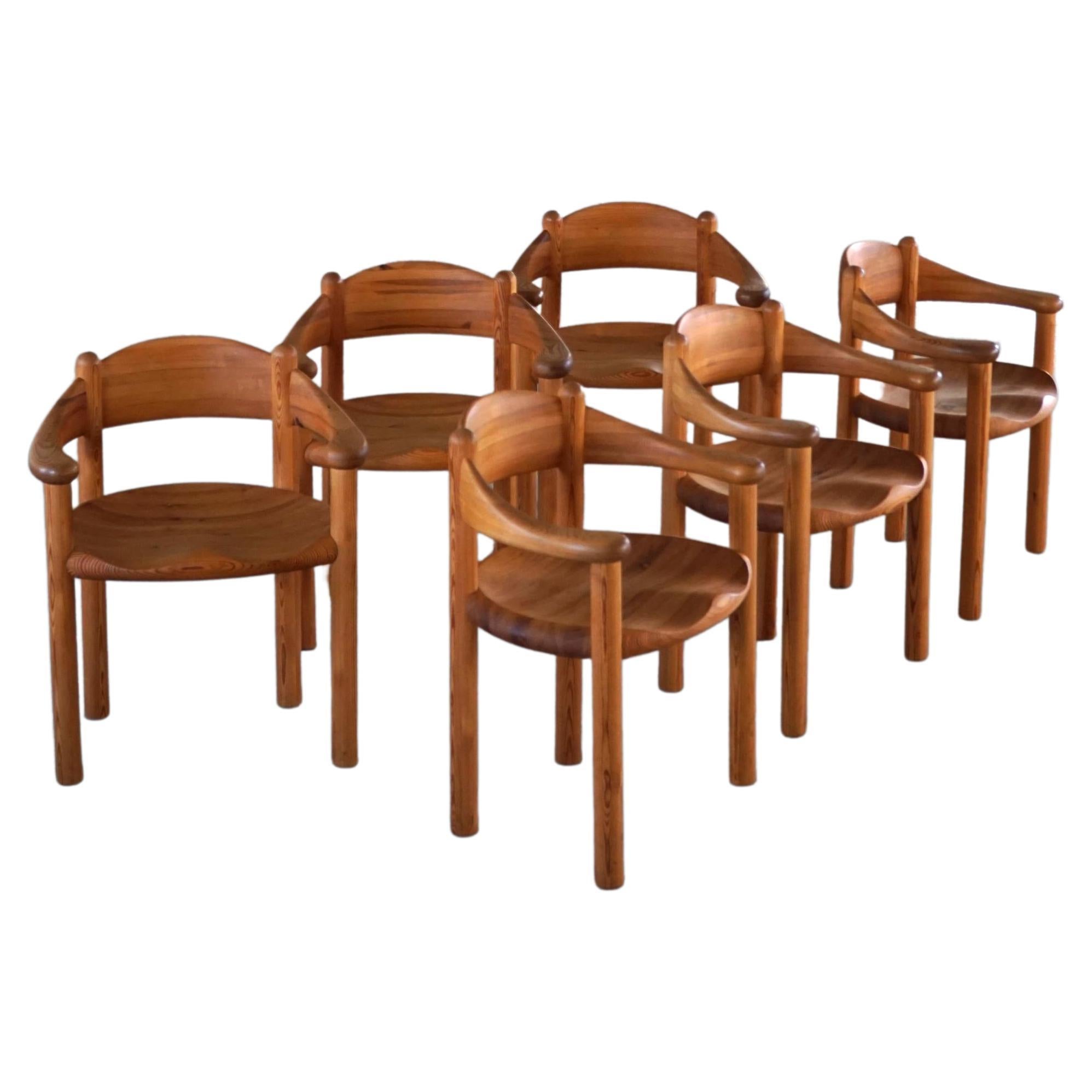 Rainer Daumiller, Set of 6 Armchairs in Solid Pine, Danish Modern Design, 1970s