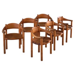 Rainer Daumiller, 6er-Set Sessel aus massivem Kiefernholz, dänisches modernes Design, 1970er Jahre