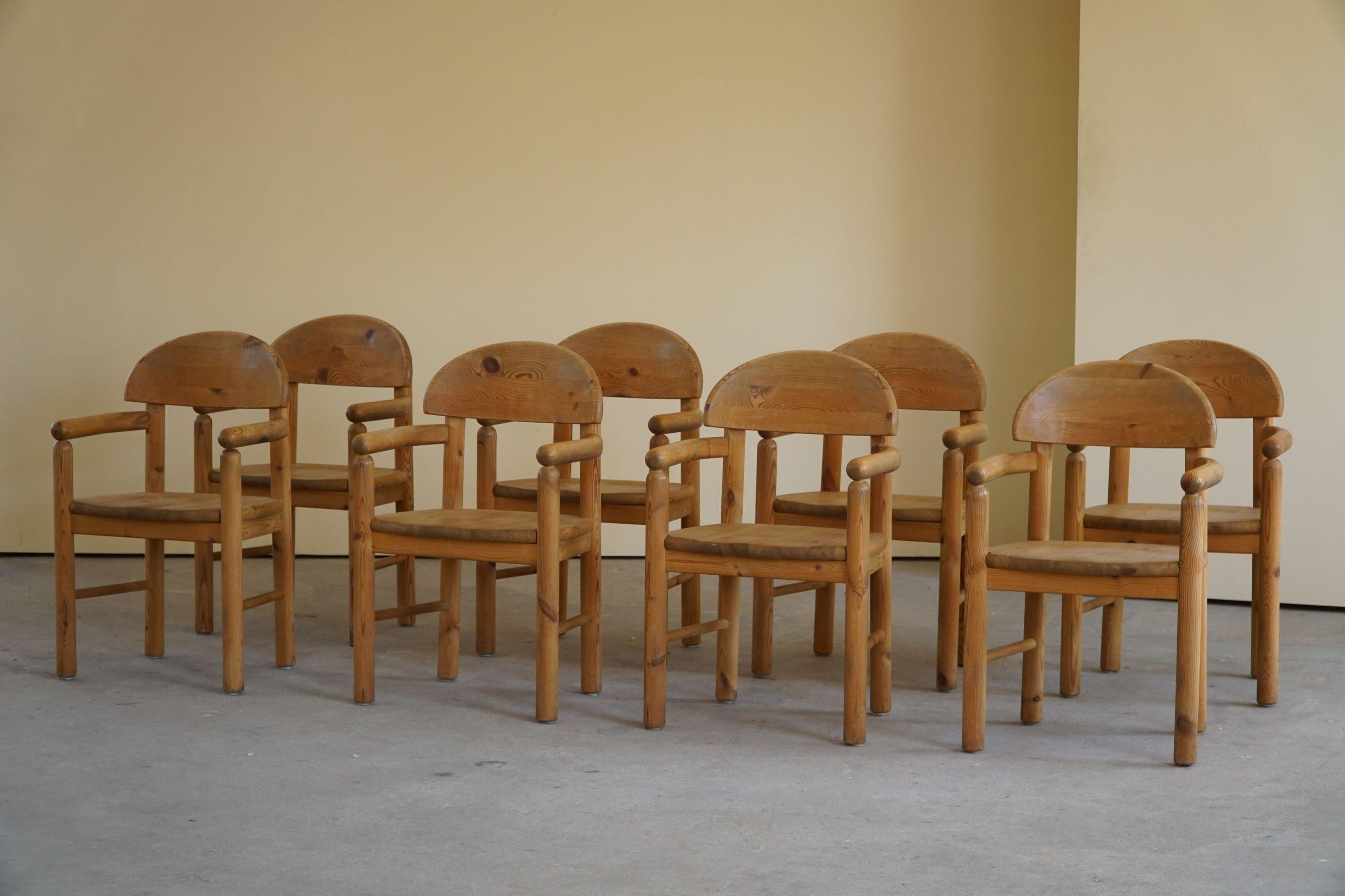 Rainer Daumiller, Set of 8 Dining Chairs in Solid Pine, Danish Modern, 1970s 7