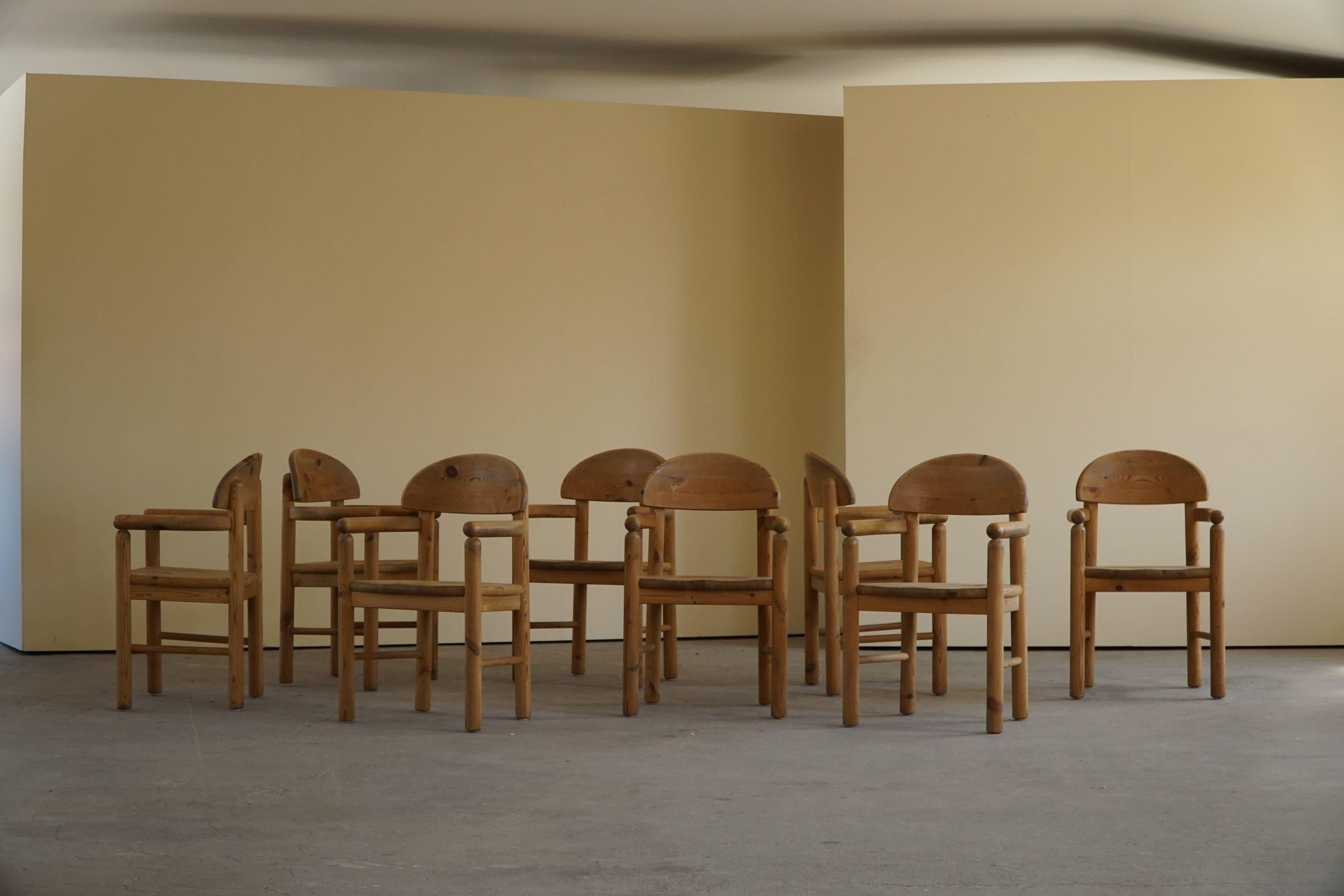 Rainer Daumiller, Set of 8 Dining Chairs in Solid Pine, Danish Modern, 1970s 11