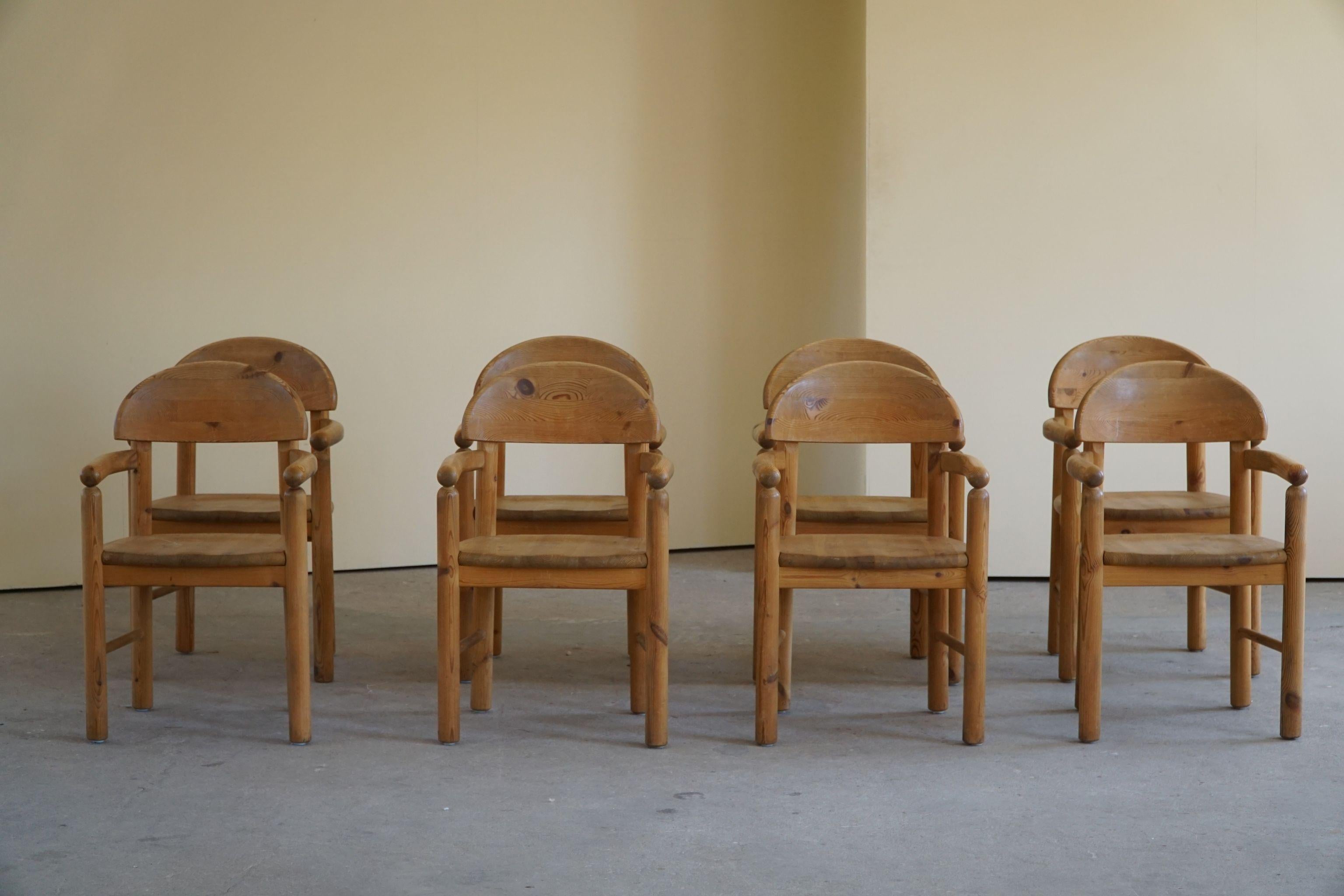 Rainer Daumiller, Set of 8 Dining Chairs in Solid Pine, Danish Modern, 1970s 2