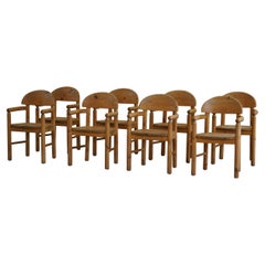 Rainer Daumiller, Set di 8 sedie da pranzo in pino massiccio, stile moderno danese, anni '70