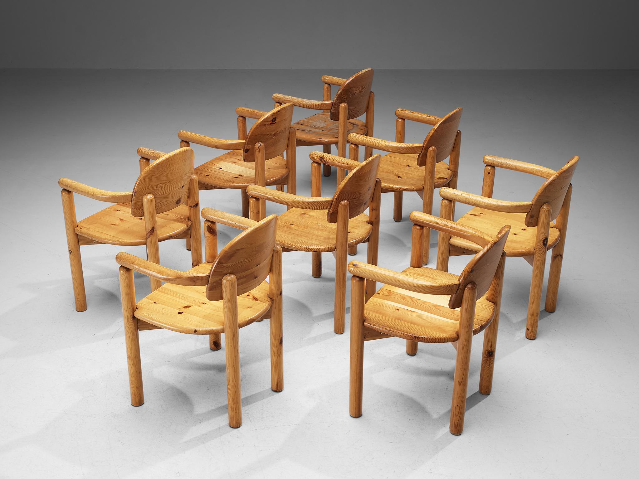 Rainer Daumiller Set of Eight Armchairs in Solid Pine In Good Condition For Sale In Waalwijk, NL