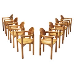 Rainer Daumiller-Set aus acht Sesseln aus massivem Kiefernholz