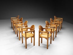 Rainer Daumiller-Set aus acht Sesseln aus massivem Kiefernholz