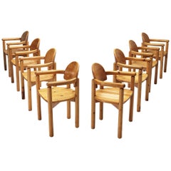 Rainer Daumiller-Set aus acht Sesseln aus massivem Kiefernholz