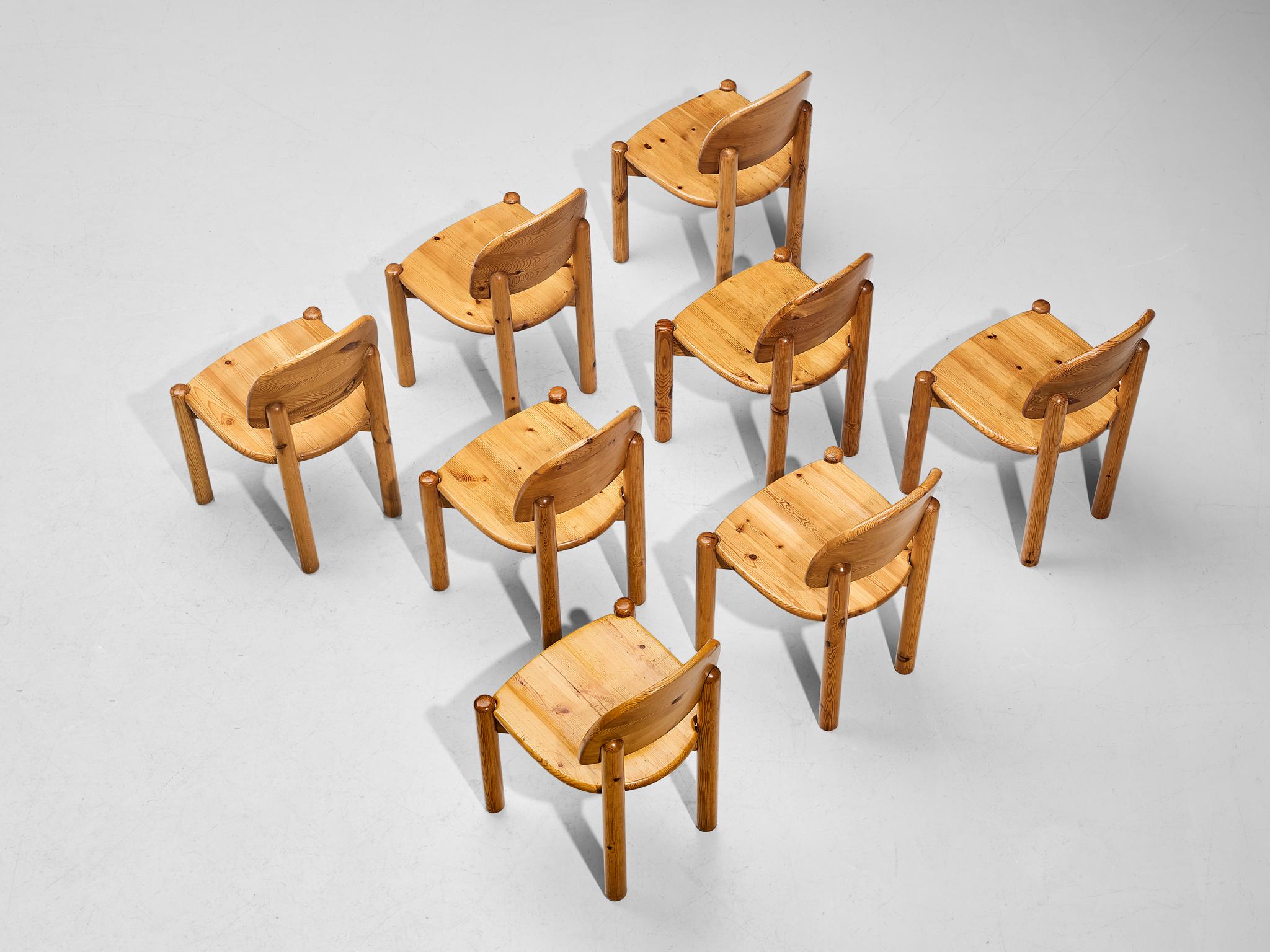 Scandinavian Modern Rainer Daumiller Set of Eight Dining Chairs in Pine 