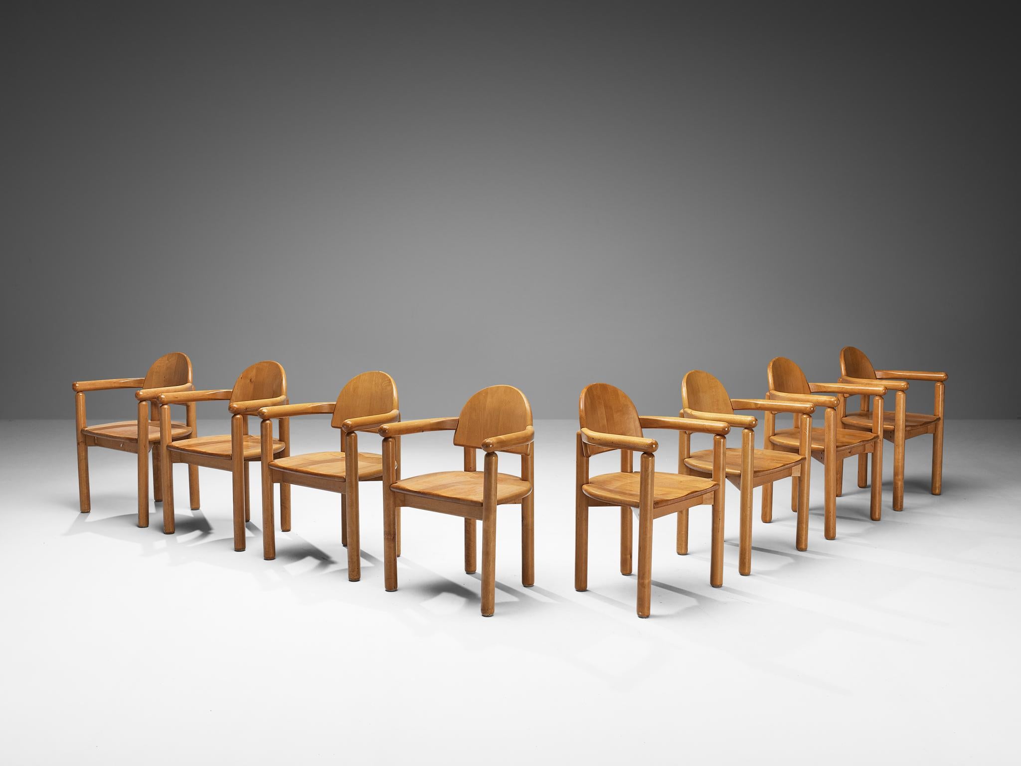 Scandinavo moderno Set di otto sedie da pranzo in pino Rainer Daumiller in vendita