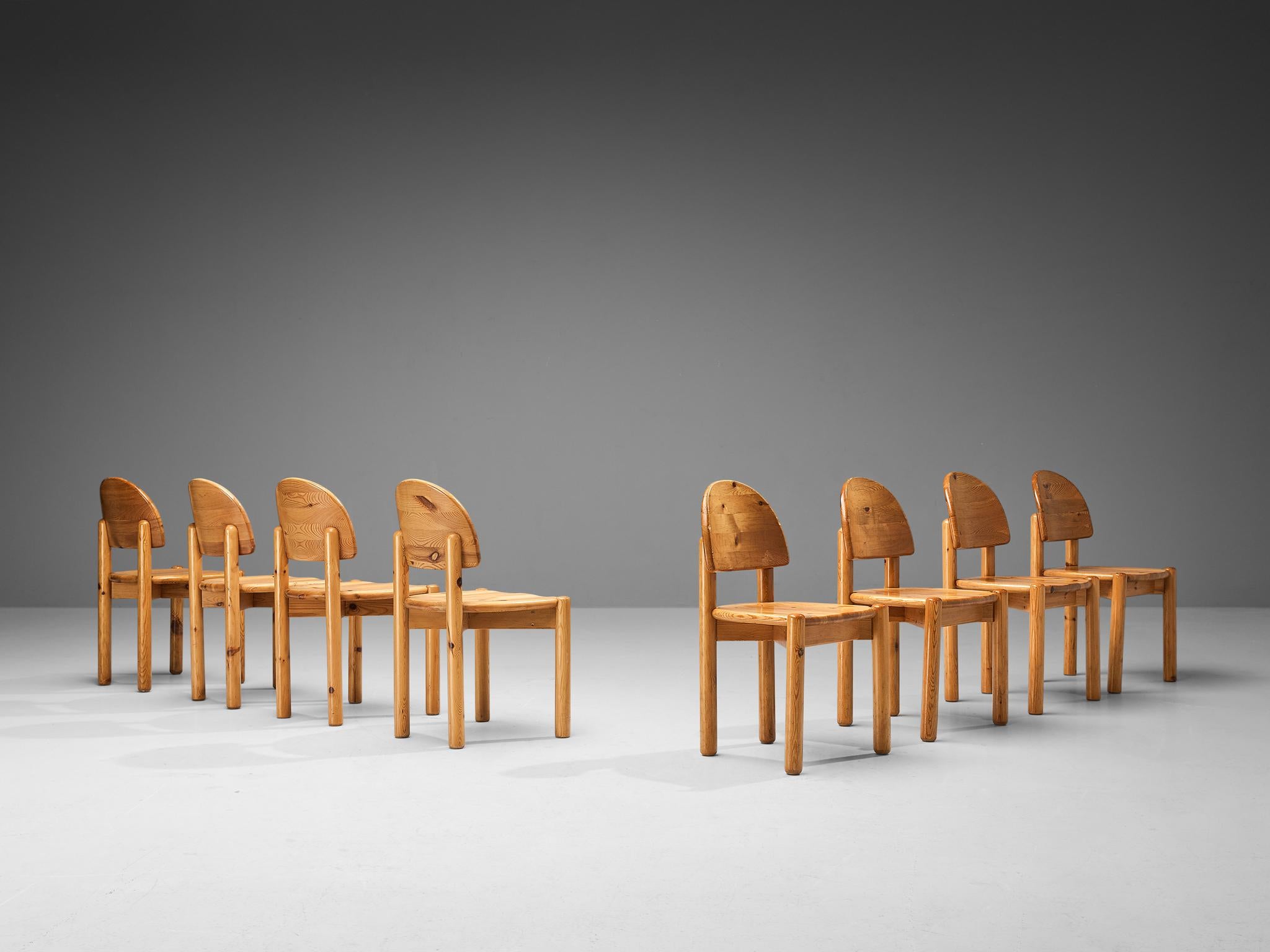 Late 20th Century Rainer Daumiller Set of Eight Dining Chairs in Pine 