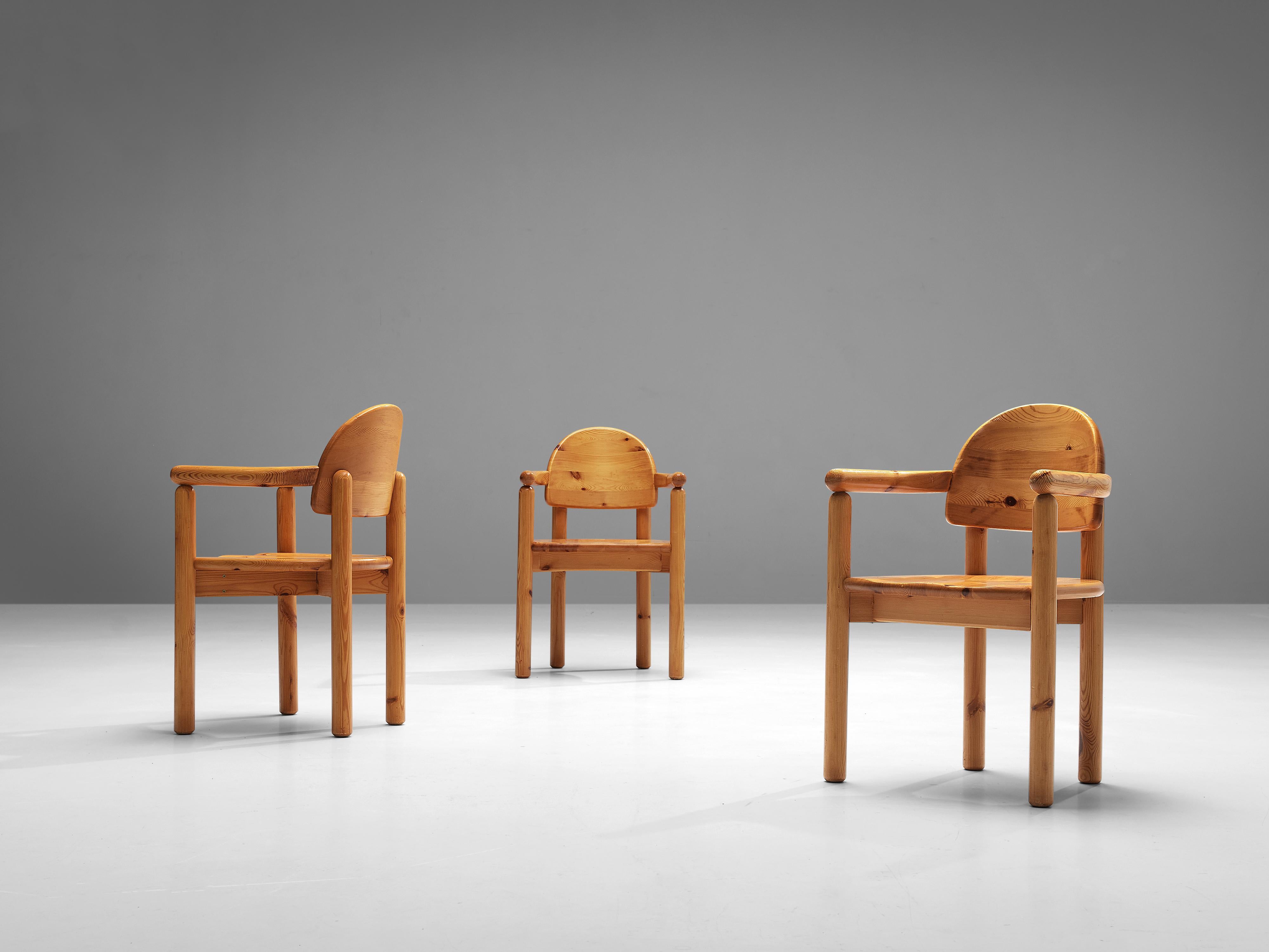 Late 20th Century Rainer Daumiller Set of Eight Dining Chairs in Solid Pine  For Sale