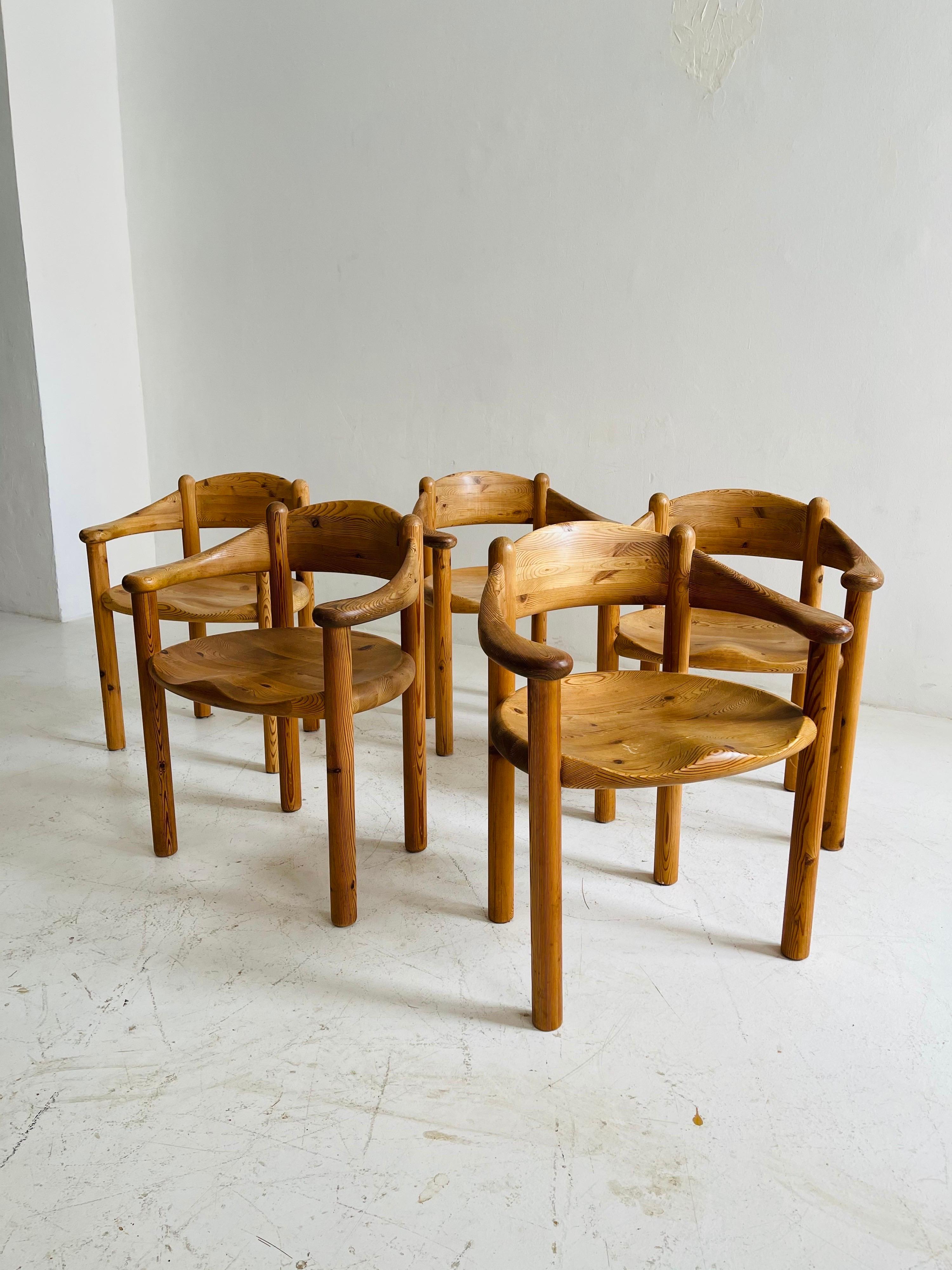 Rainer Daumiller Set of Five Pine Carver Chairs, Denmark, 1970s 8