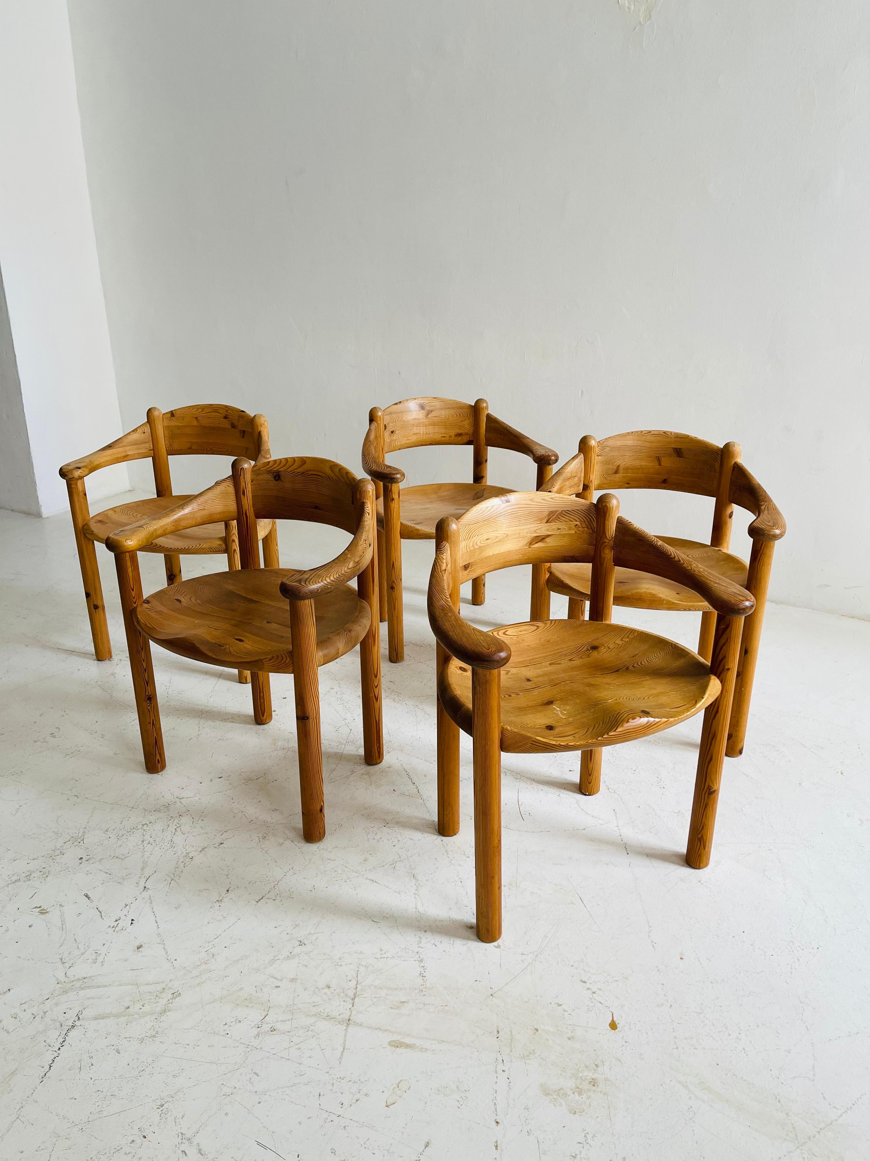 Rainer Daumiller Set of Five Pine Carver Chairs, Denmark, 1970s 9