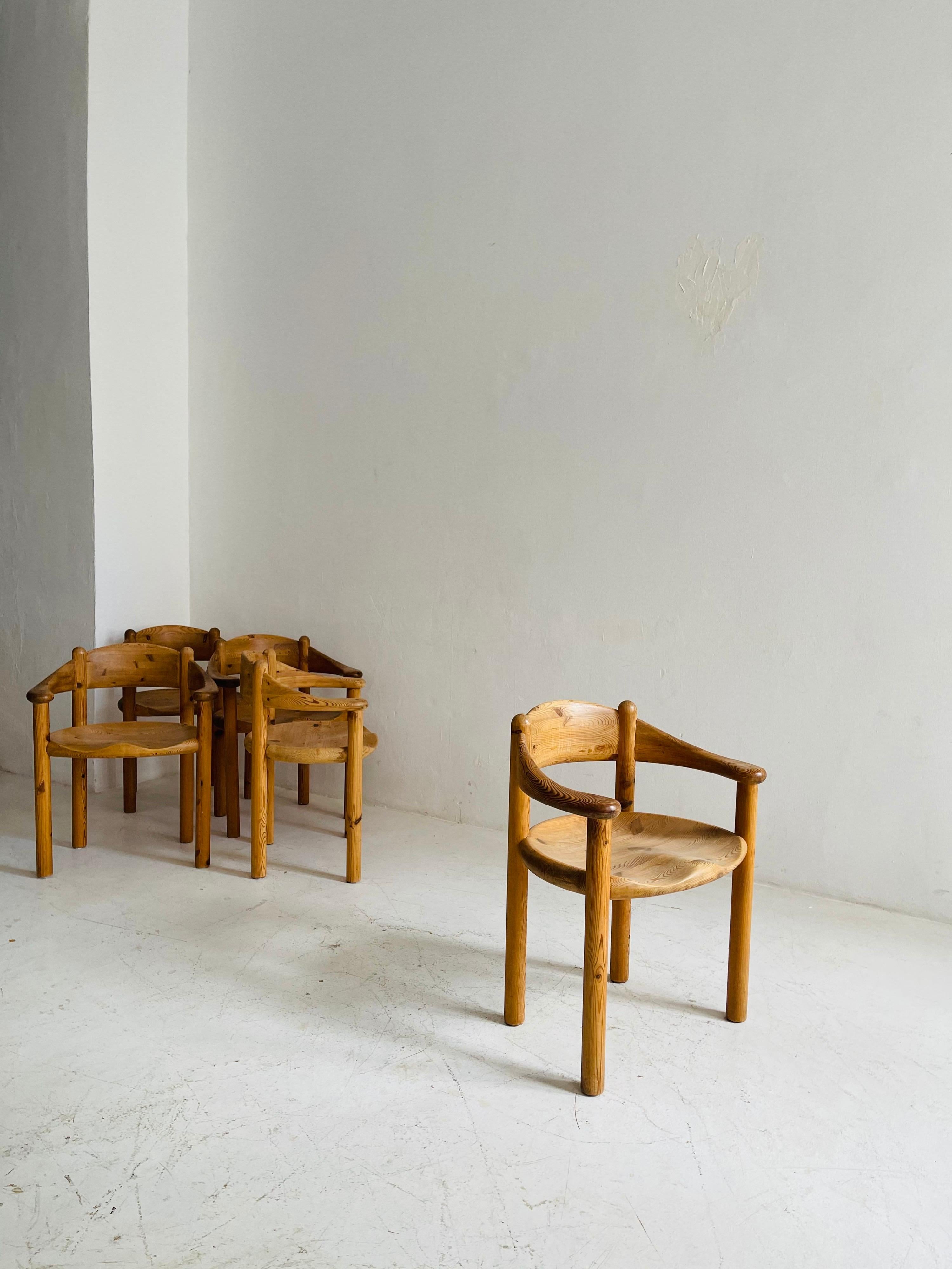 Late 20th Century Rainer Daumiller Set of Five Pine Carver Chairs, Denmark, 1970s