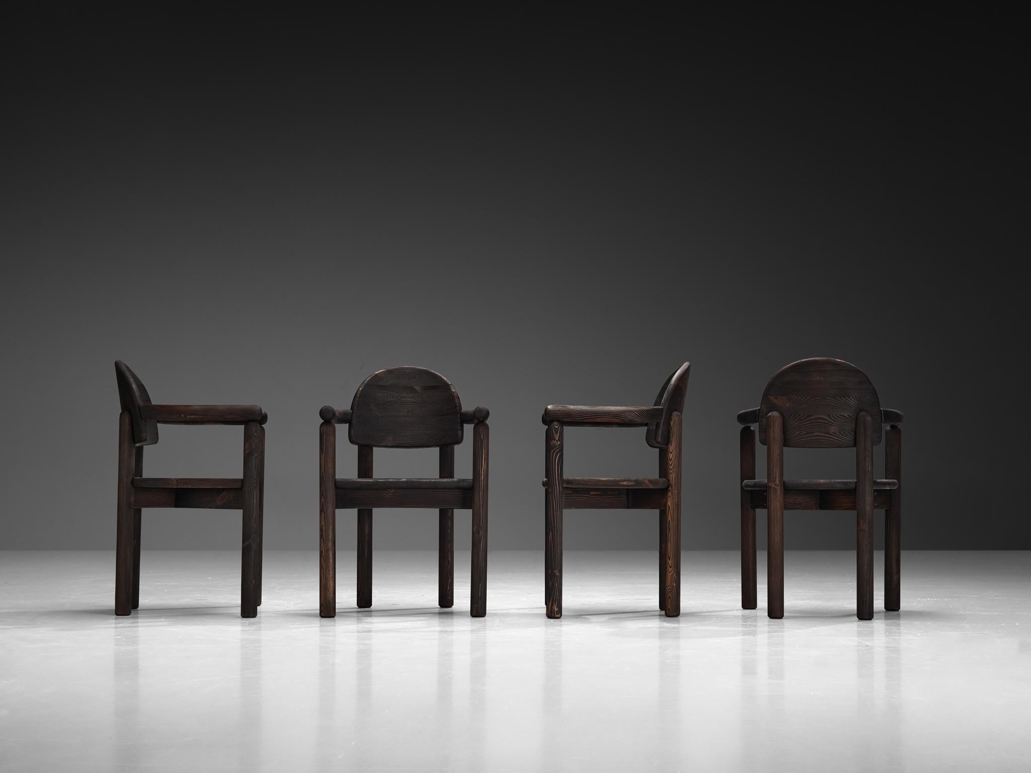 Set di quattro poltrone in pino scuro Rainer Daumiller in vendita 3