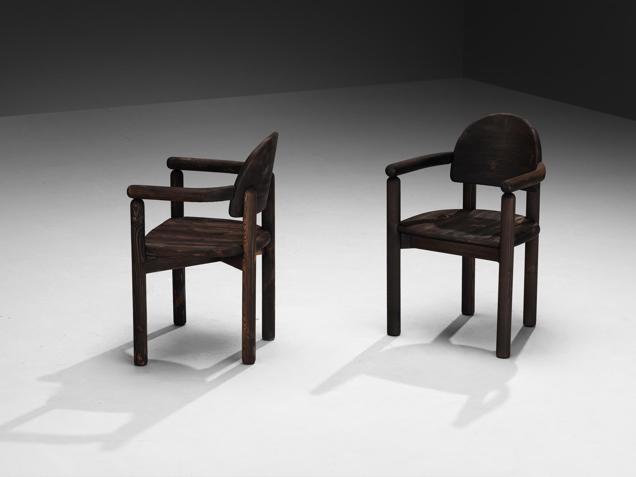 Set di quattro poltrone in pino scuro Rainer Daumiller in vendita 4