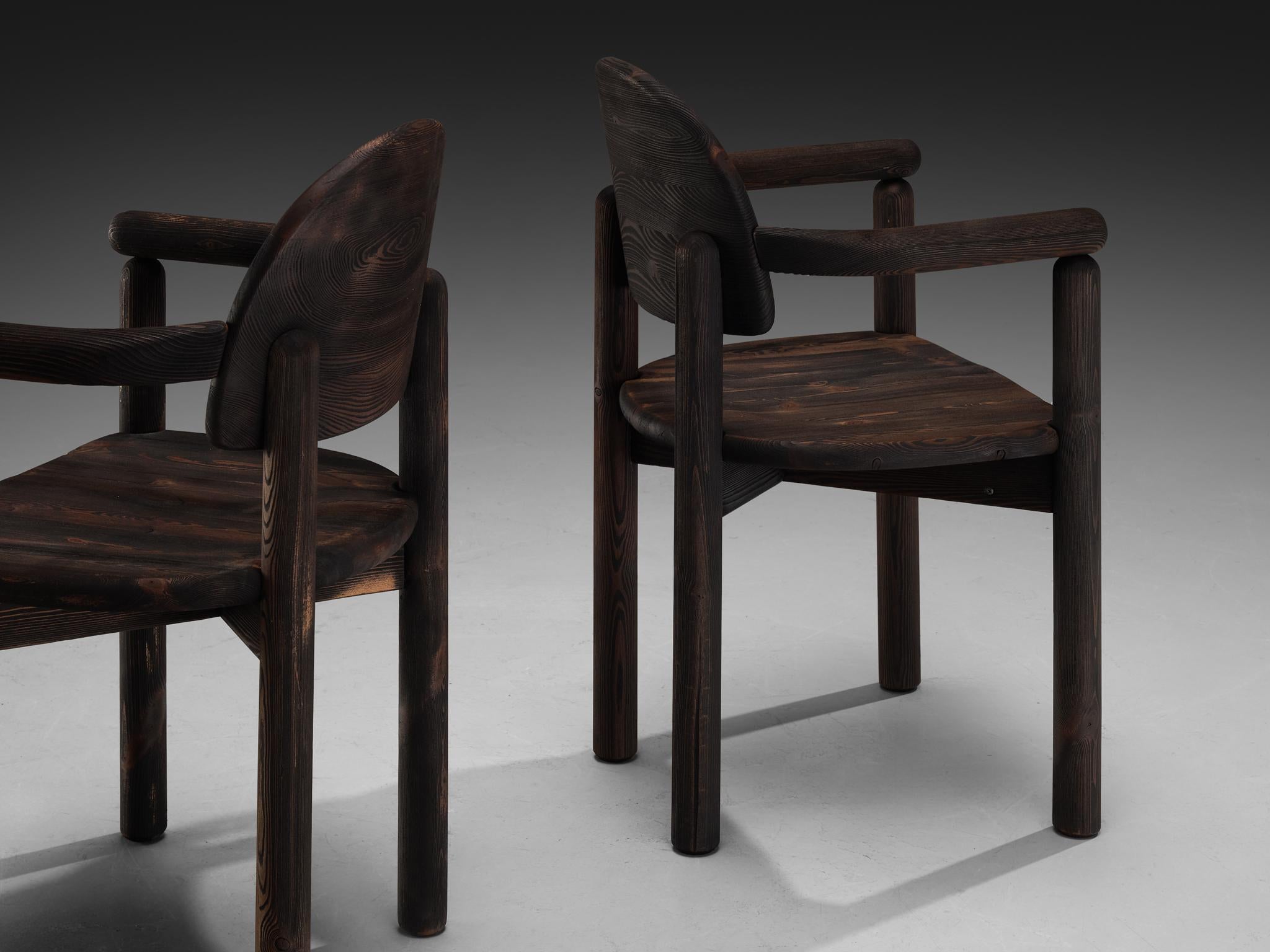 Danese Set di quattro poltrone in pino scuro Rainer Daumiller in vendita
