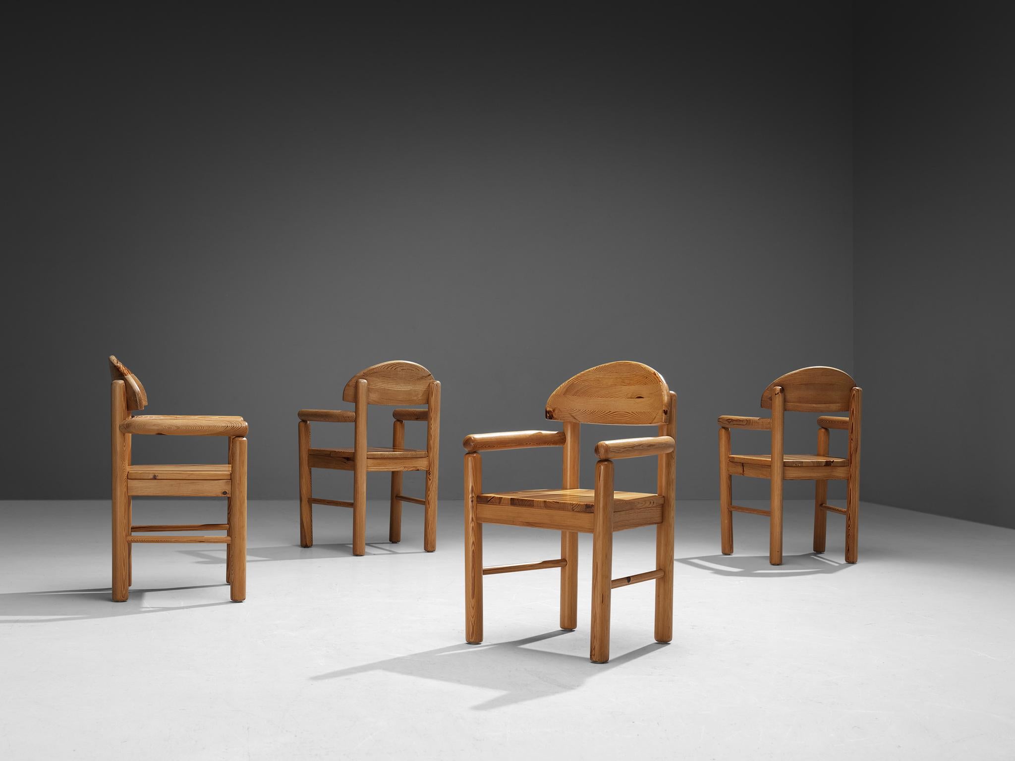 Rainer Daumiller Set of Four Armchairs in Pine In Good Condition In Waalwijk, NL