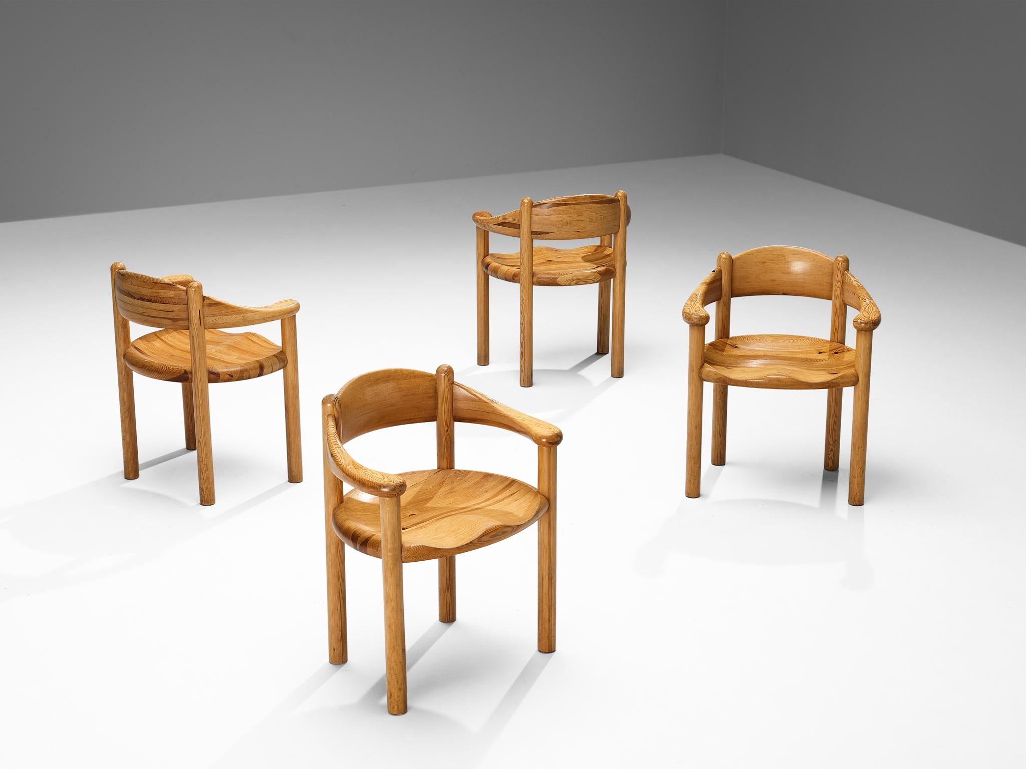 Scandinavian Modern Rainer Daumiller Set of Four Armchairs in Solid Pine