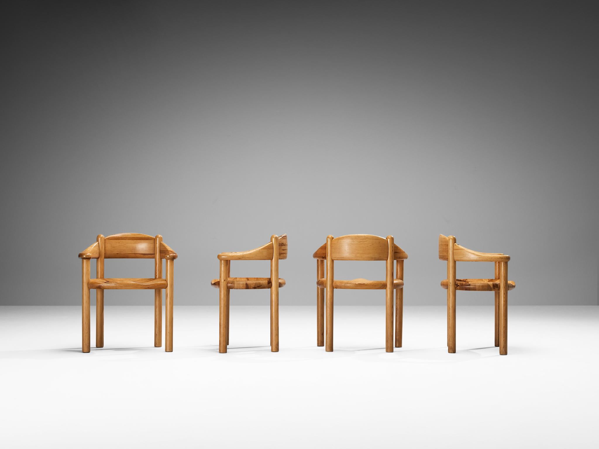 Late 20th Century Rainer Daumiller Set of Four Armchairs in Solid Pine