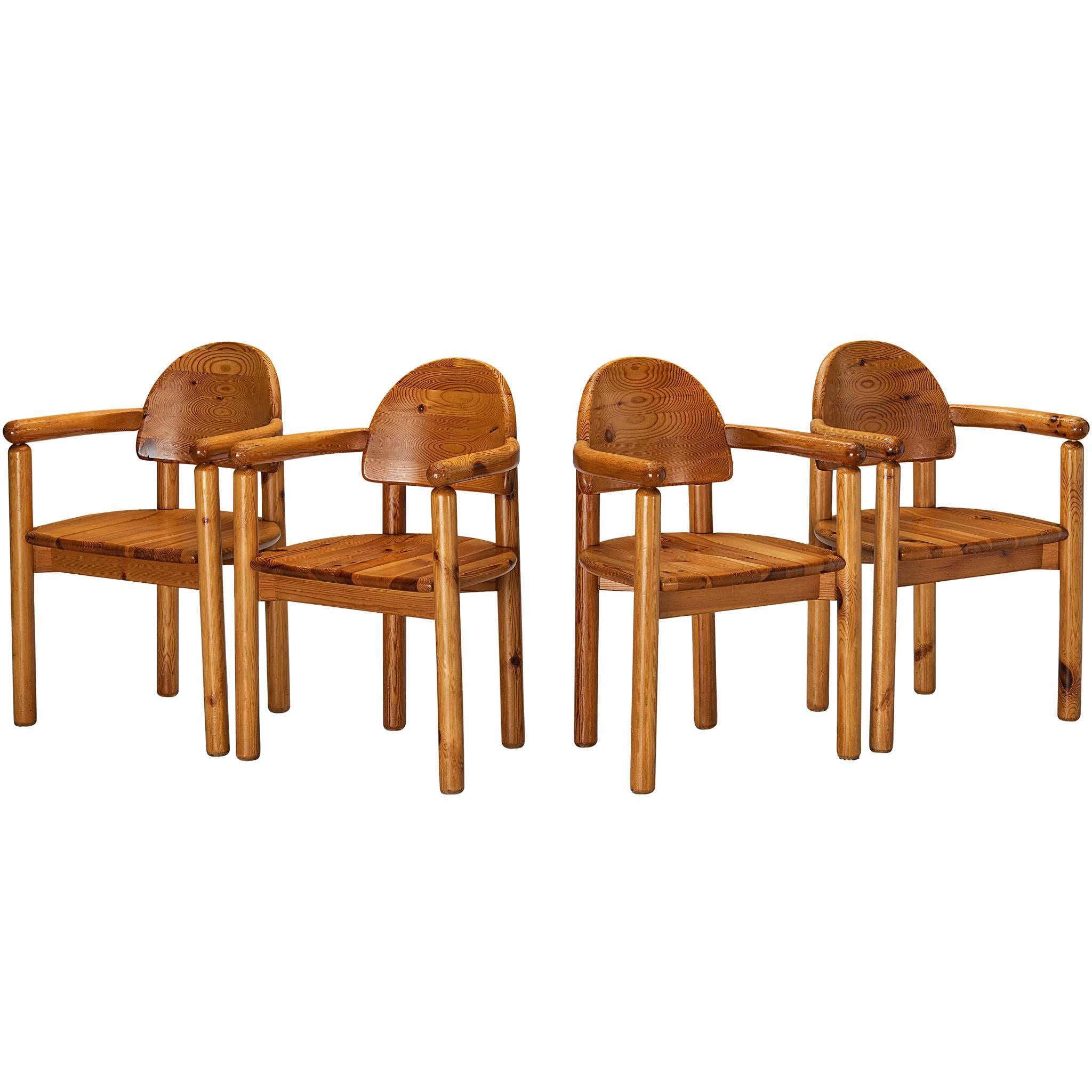 Rainer Daumiller Set of Four Armchairs in Solid Pine  For Sale