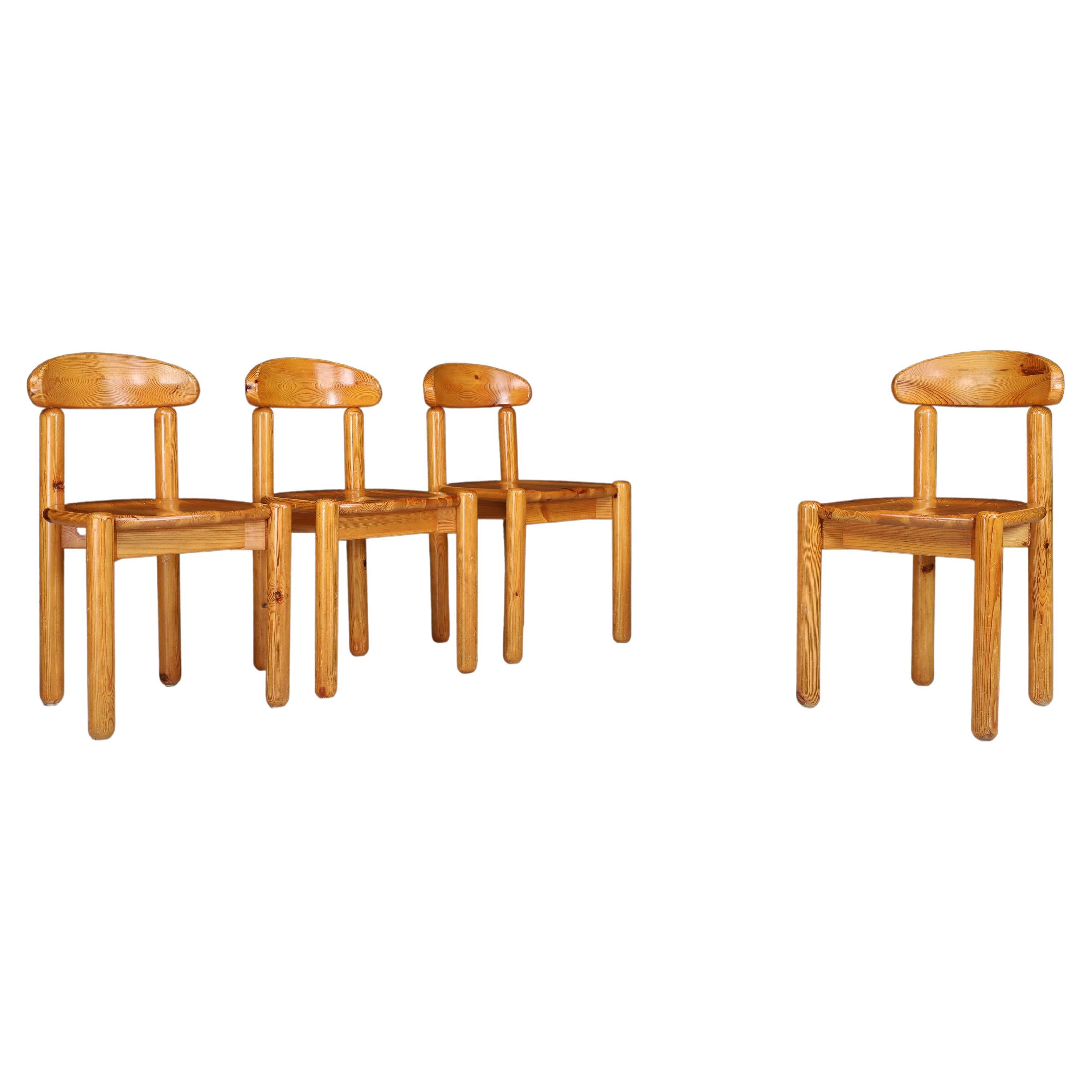 Rainer Daumiller Set of Four Dining Chairs in Solid Pine, 1970s, Denmark