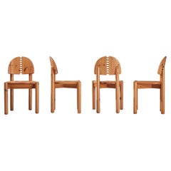 Rainer Daumiller Set of Four Dining Chairs with Detailed Backs in Pine