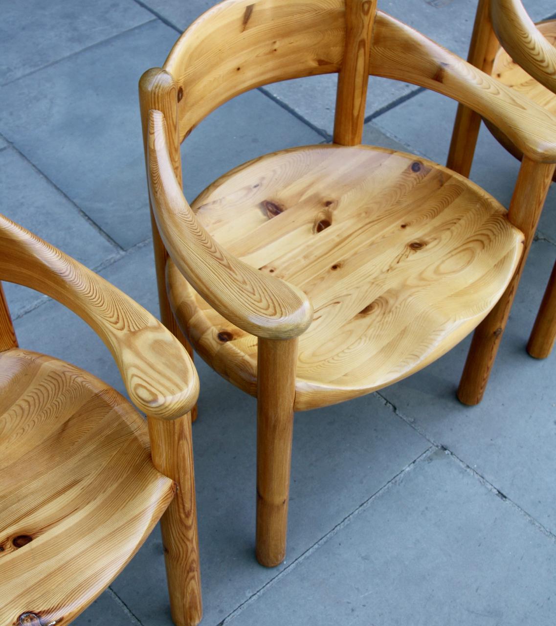 Mid-Century Modern Rainer Daumiller Set of Four Pine Carver Chairs