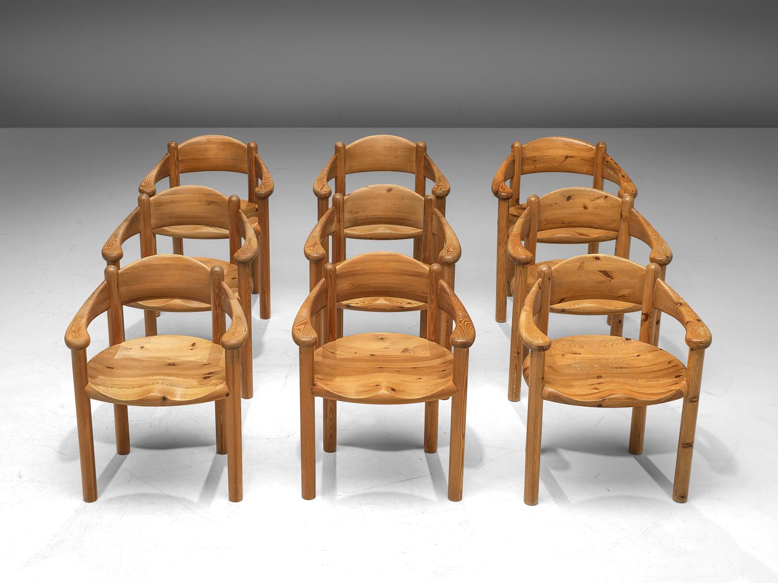Mid-Century Modern Rainer Daumiller Set of Nine Armchairs in Pine