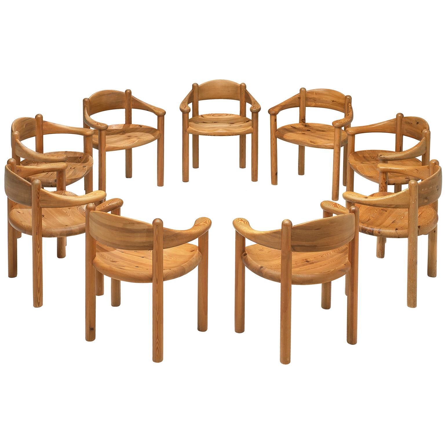 Rainer Daumiller Set of Nine Armchairs in Pine