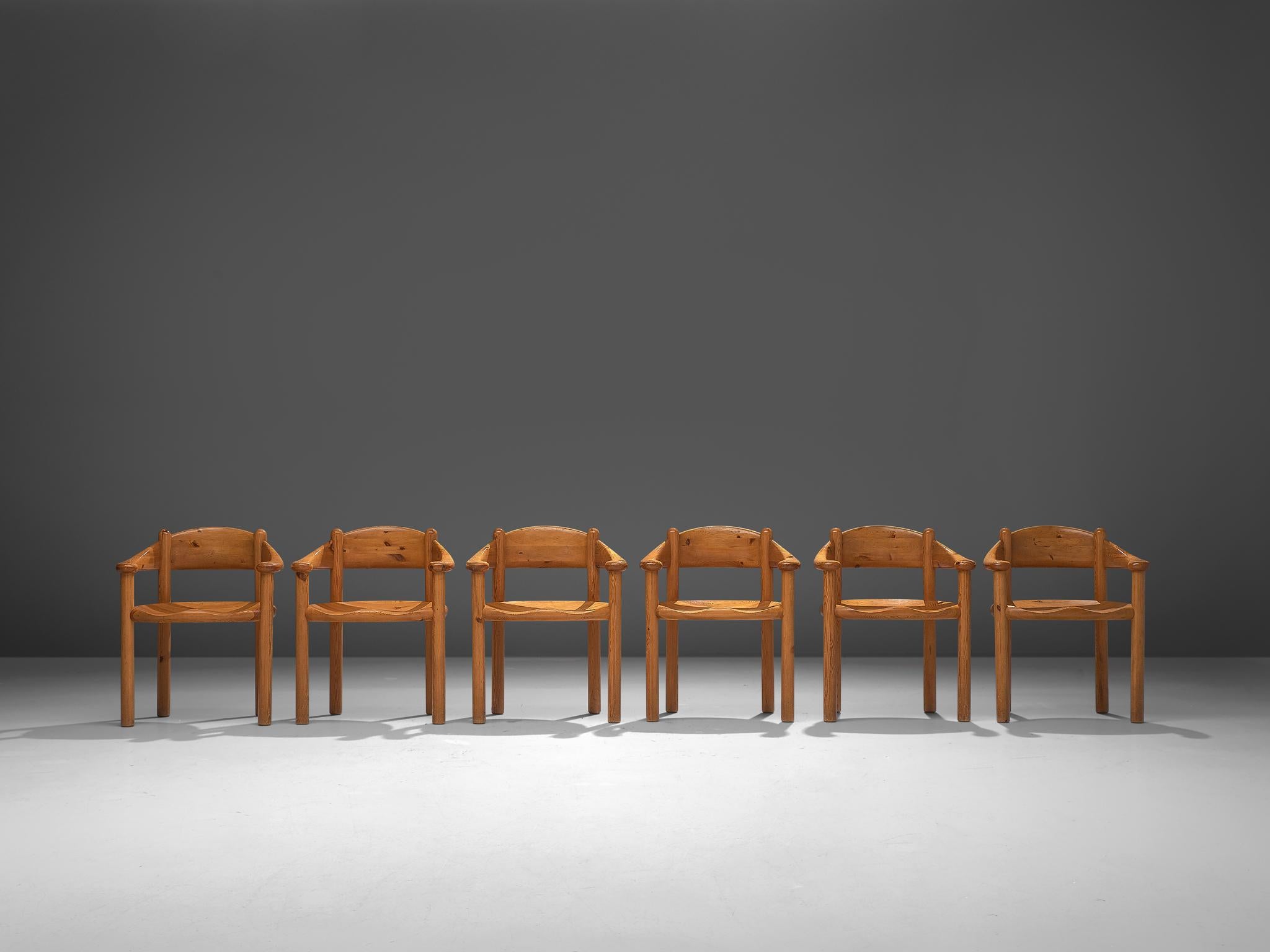 Danish Rainer Daumiller Set of Six Armchairs in Pine