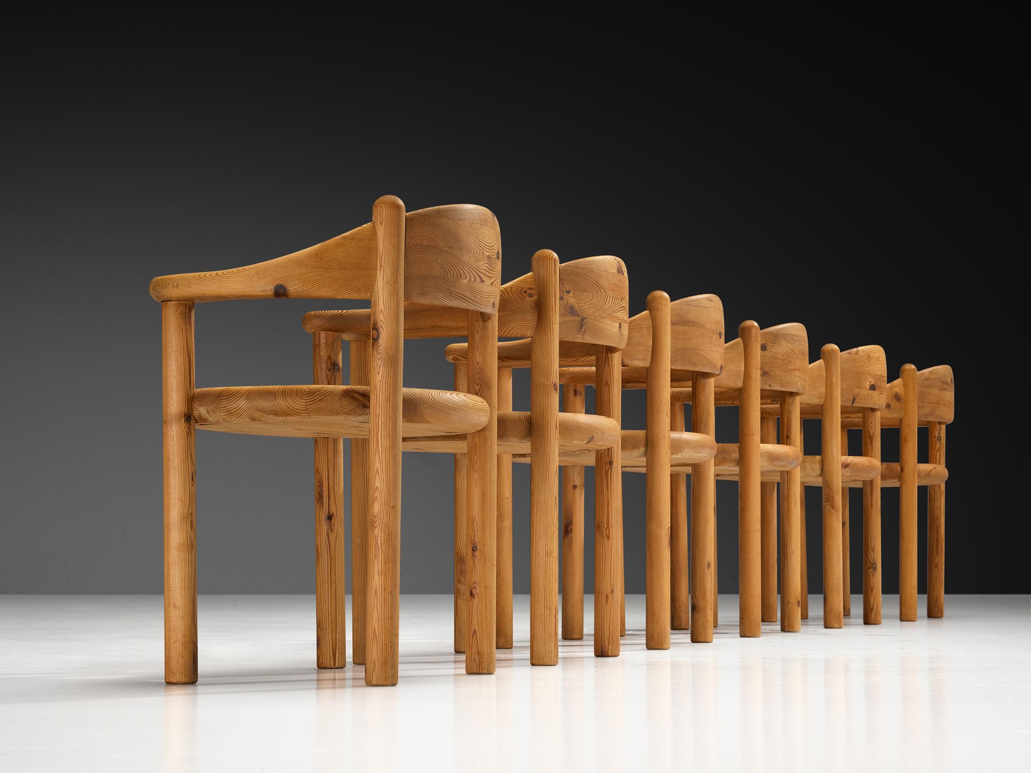 Scandinave moderne Ensemble de six fauteuils Rainer Daumiller en pin massif en vente