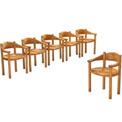 Set di sei poltrone in pino massiccio Rainer Daumiller