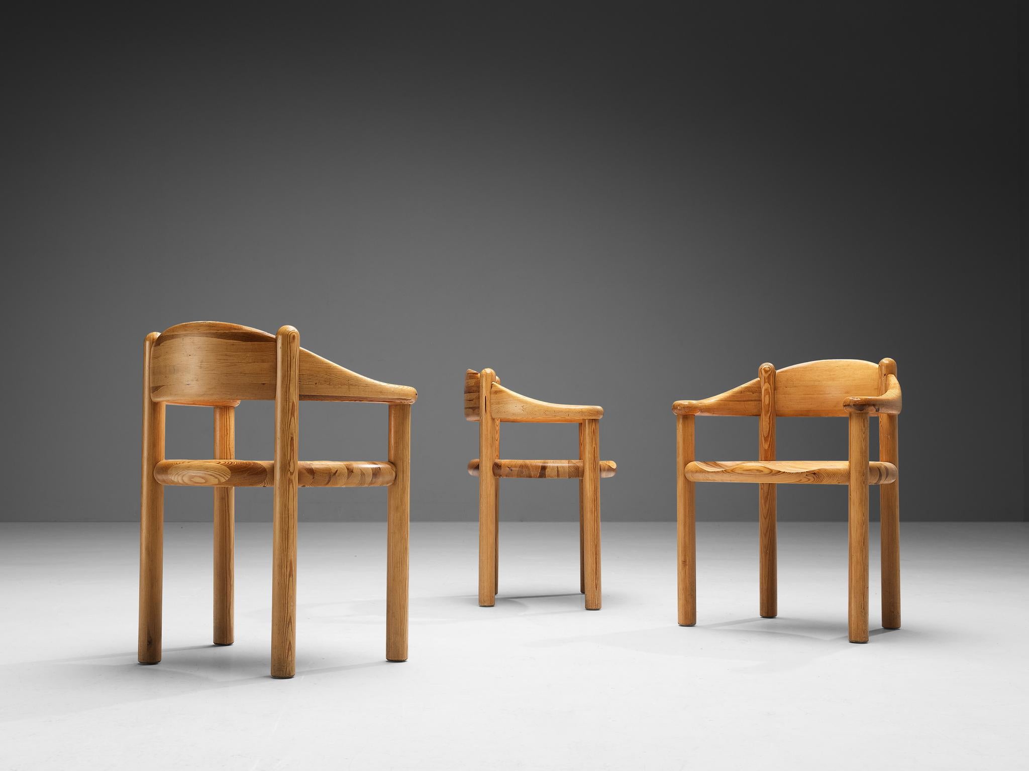 Rainer Daumiller Set of Six Armchairs in Solid Pine In Good Condition In Waalwijk, NL